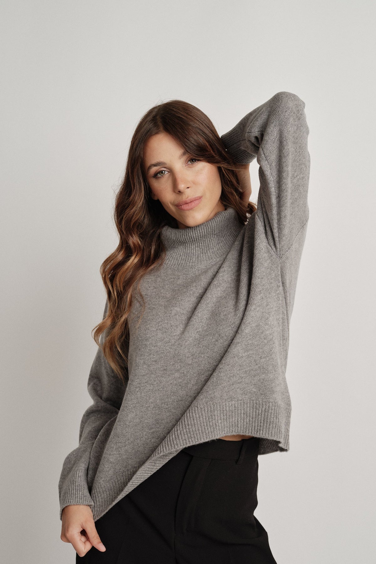 Emma Grigio - 100% Lana - maglia da donna in pura lana grigio, dettaglio 4 | GIUMA Venezia