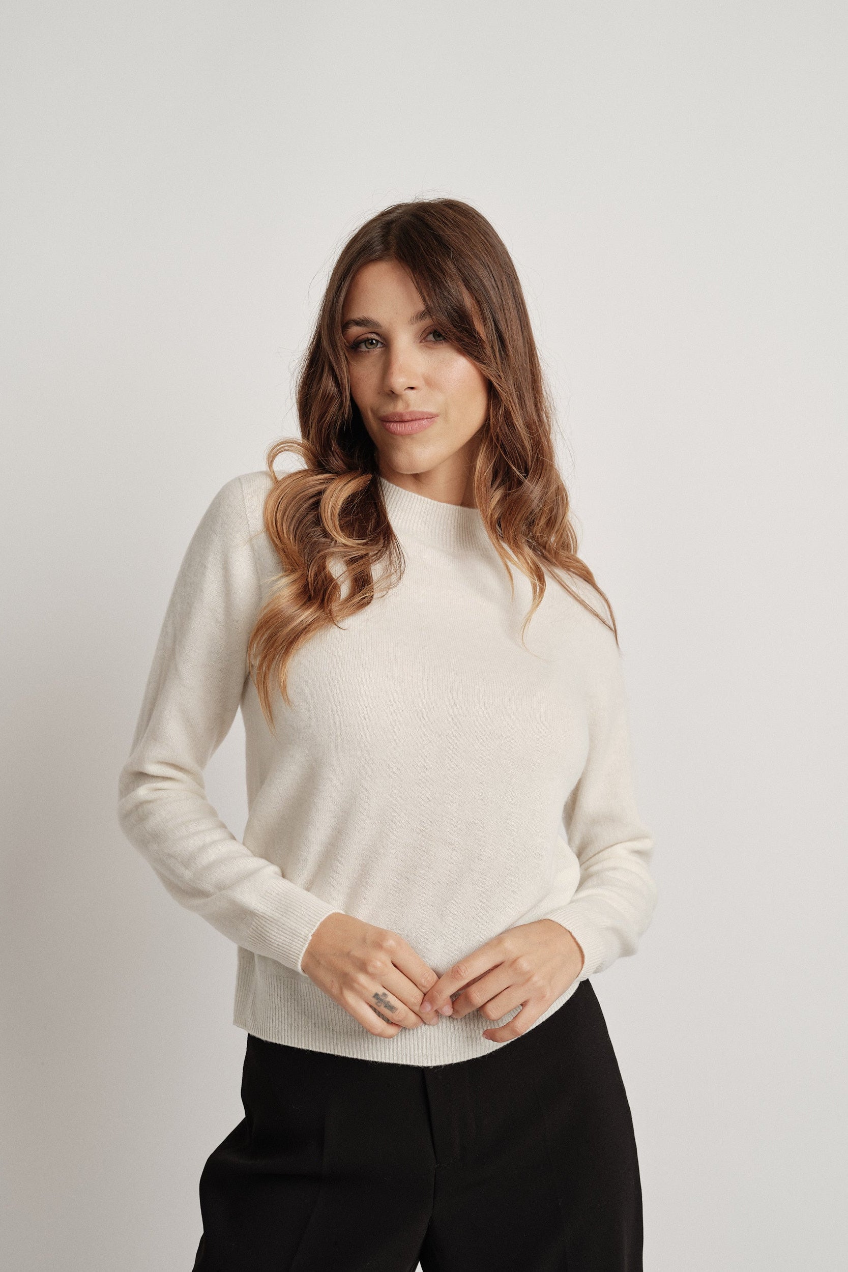 Martha Crema - 100% Lana - maglia da donna in pura lana crema, vista principale | GIUMA Venezia