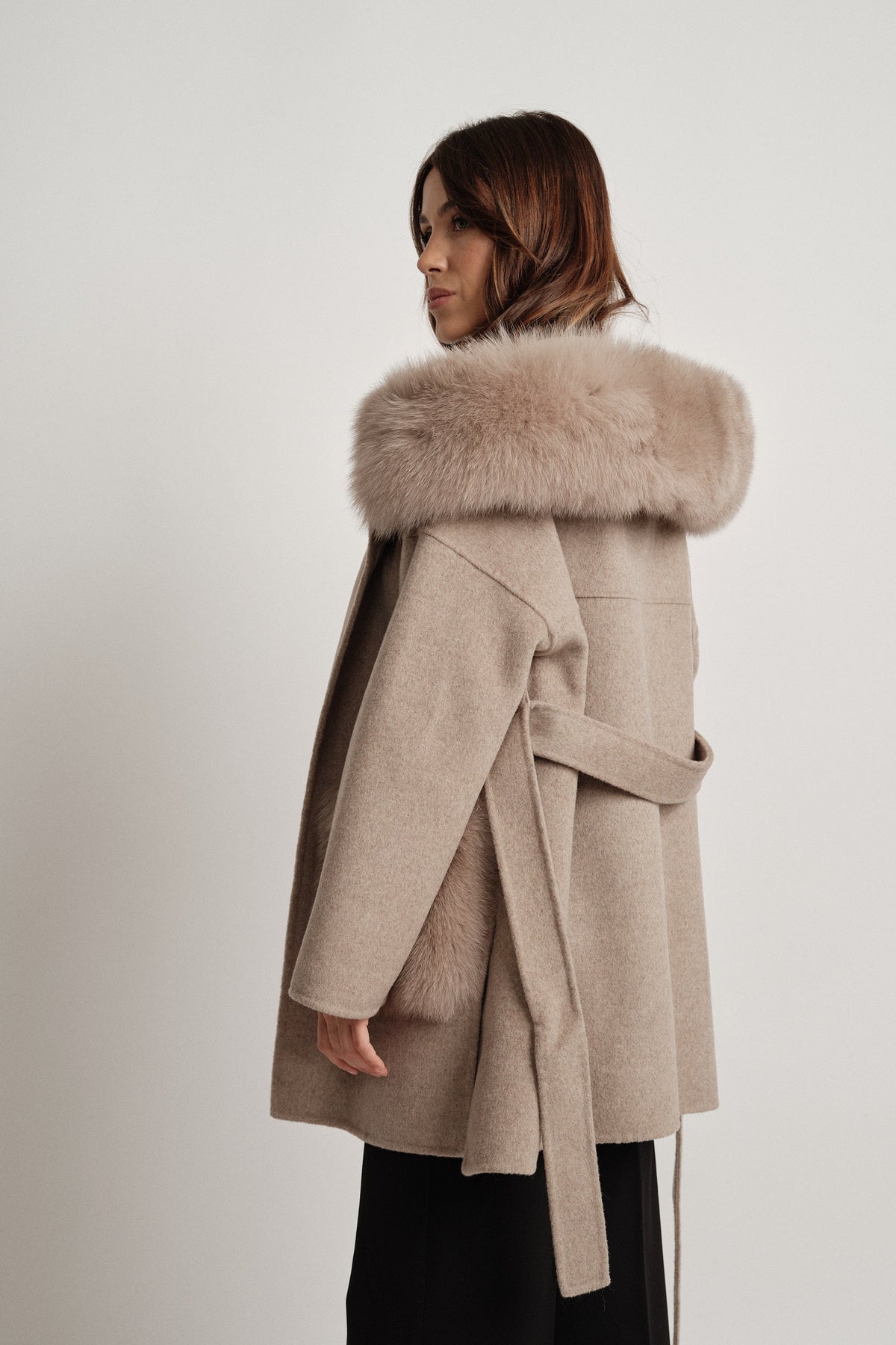 Penelope Beige - cappotto da donna in lana e cachemire beige, dettaglio 8 | GIUMA Venezia