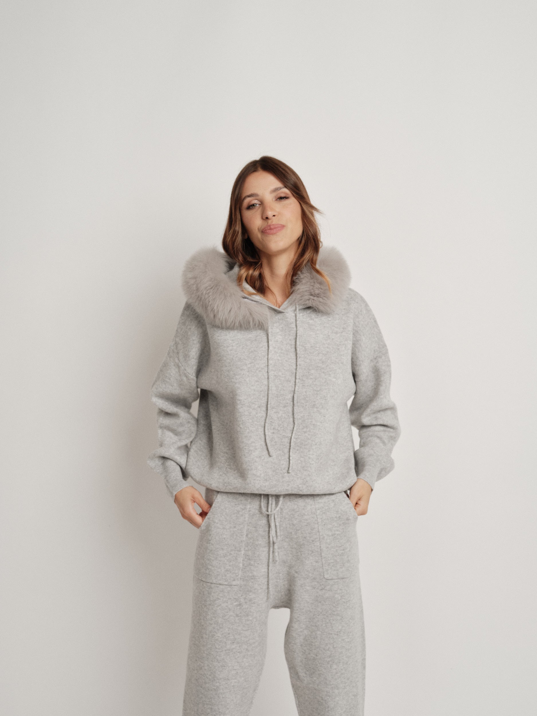 Gray wool blend tracksuit