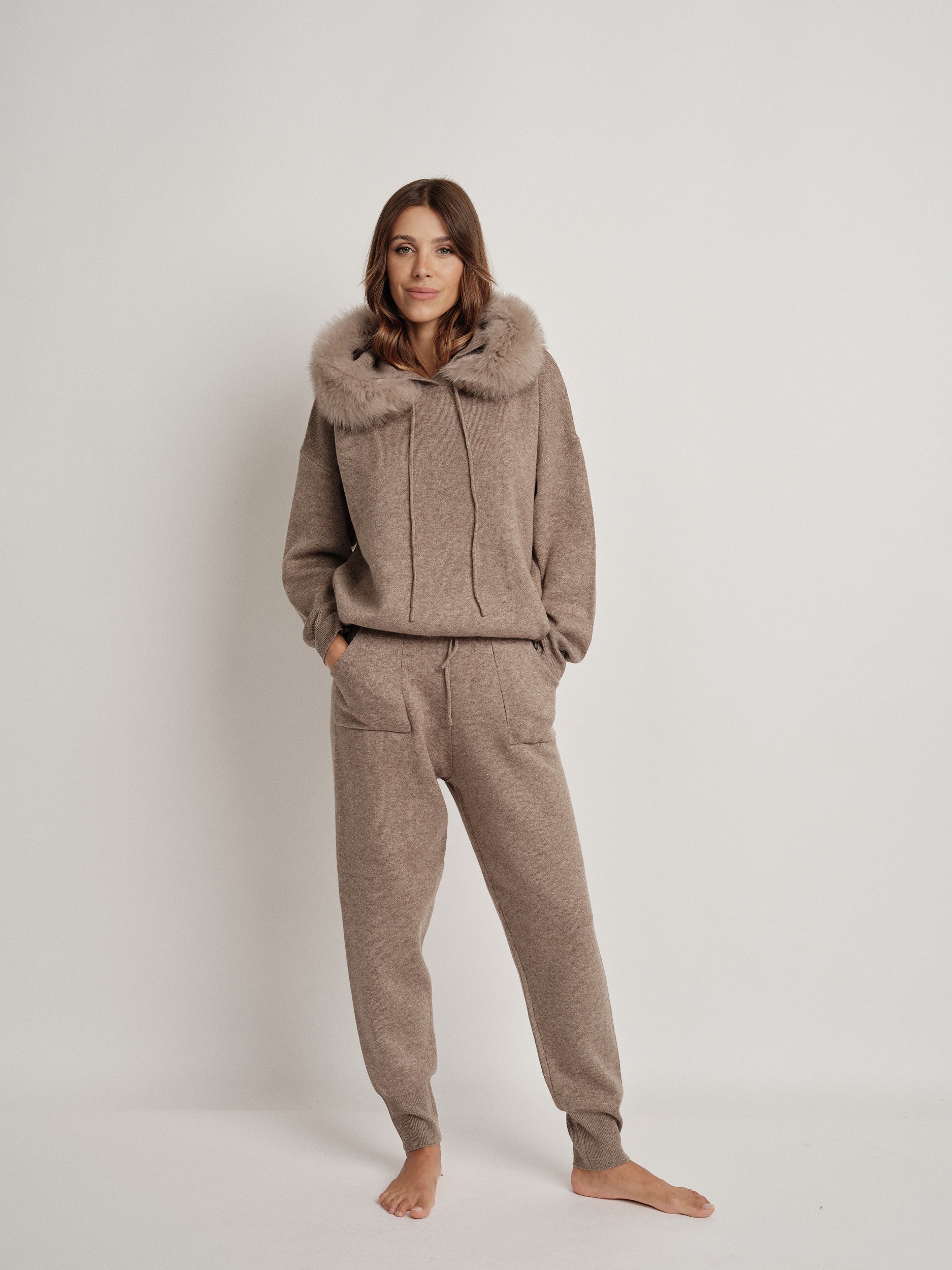 Beige wool blend tracksuit