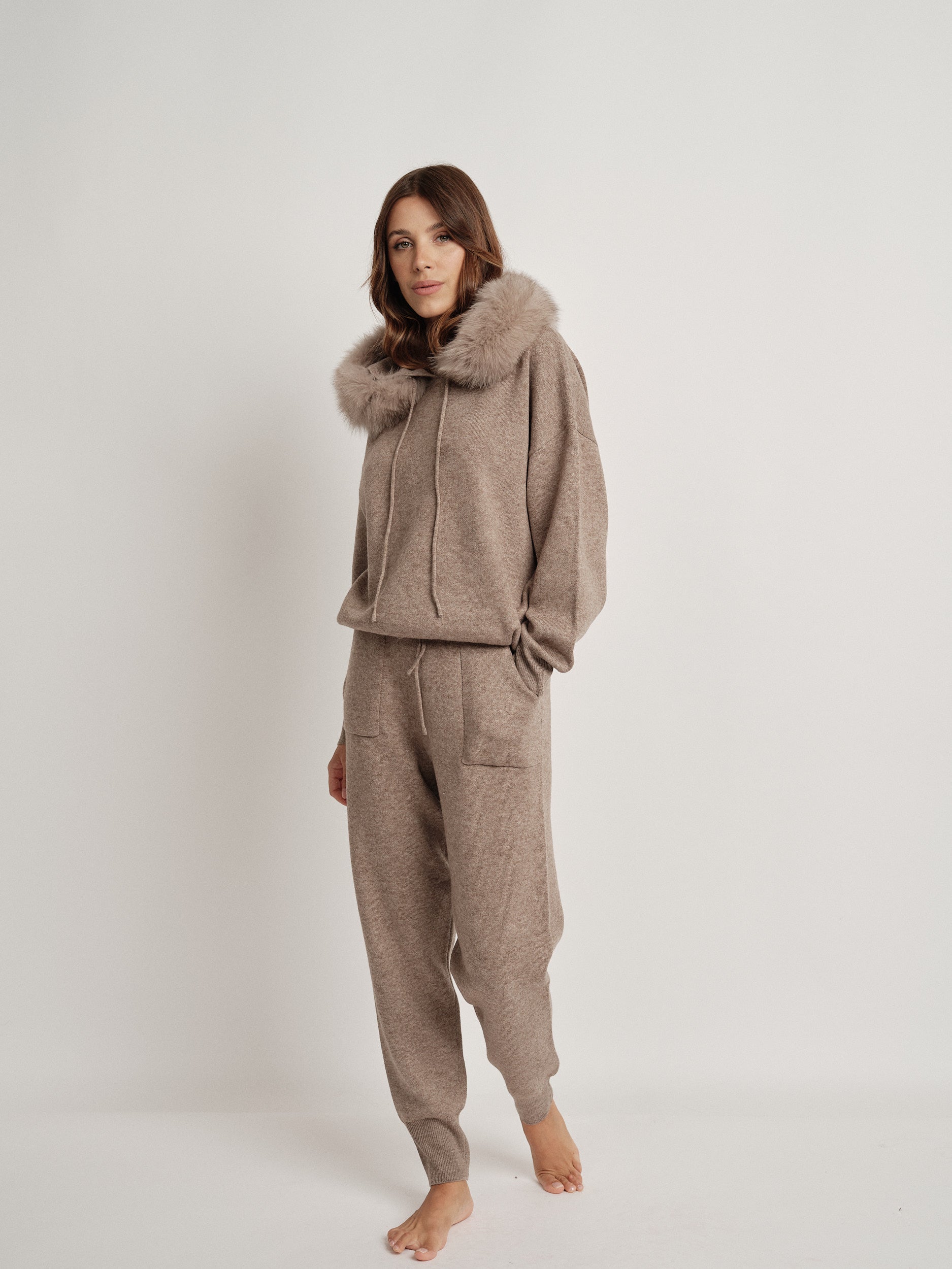 Beige wool blend tracksuit