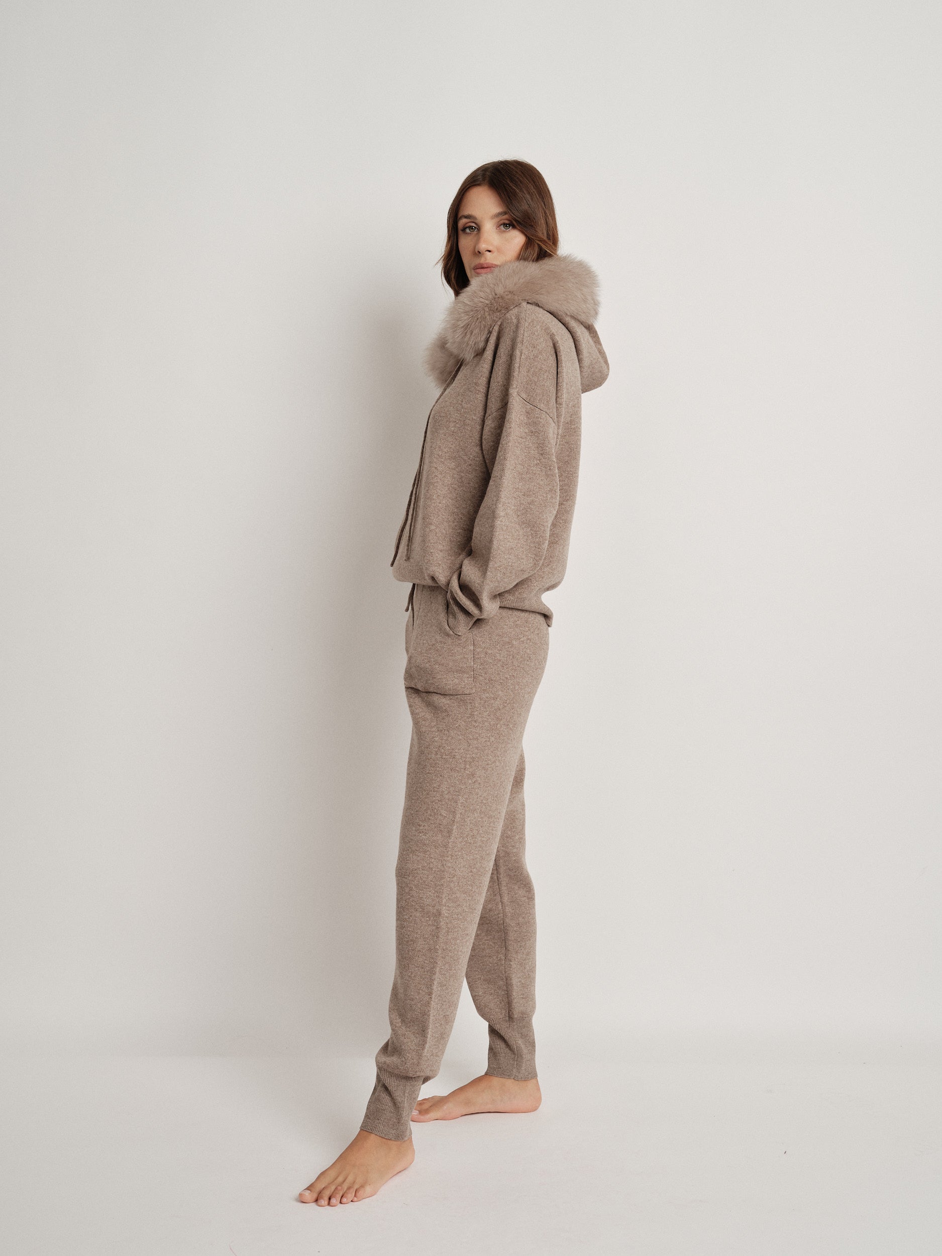 Beige wool blend tracksuit