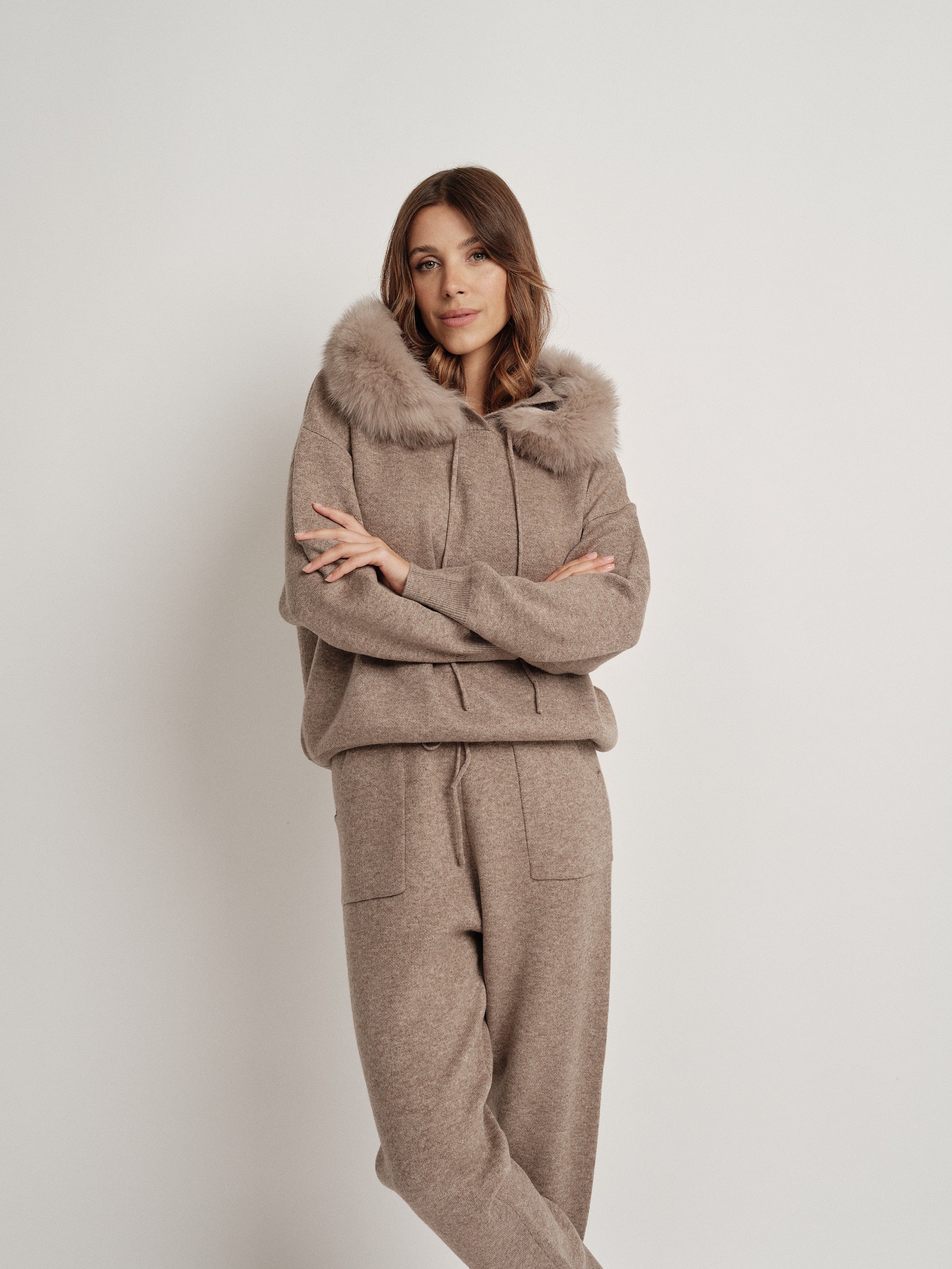 Beige wool blend tracksuit