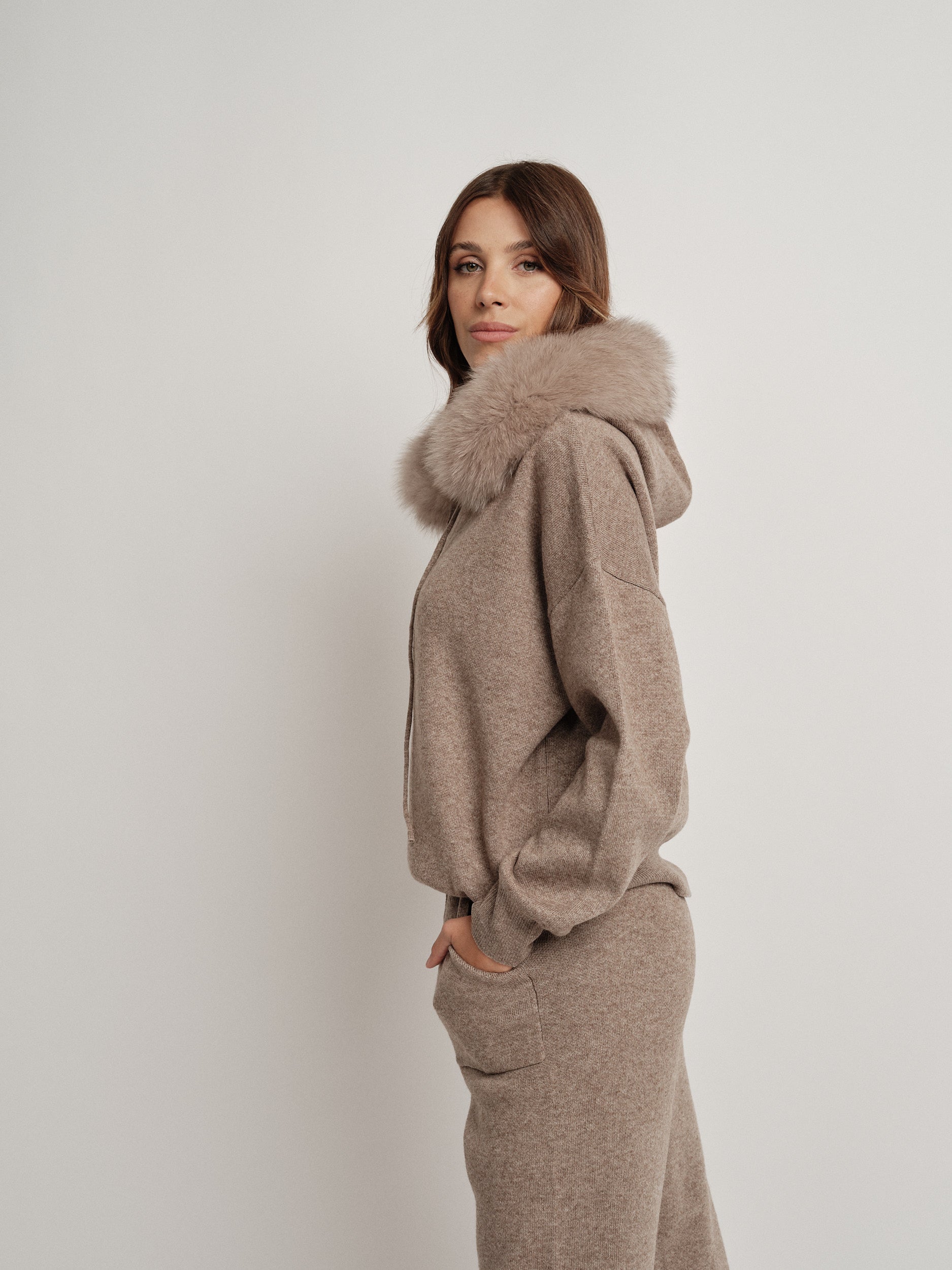 Beige wool blend tracksuit