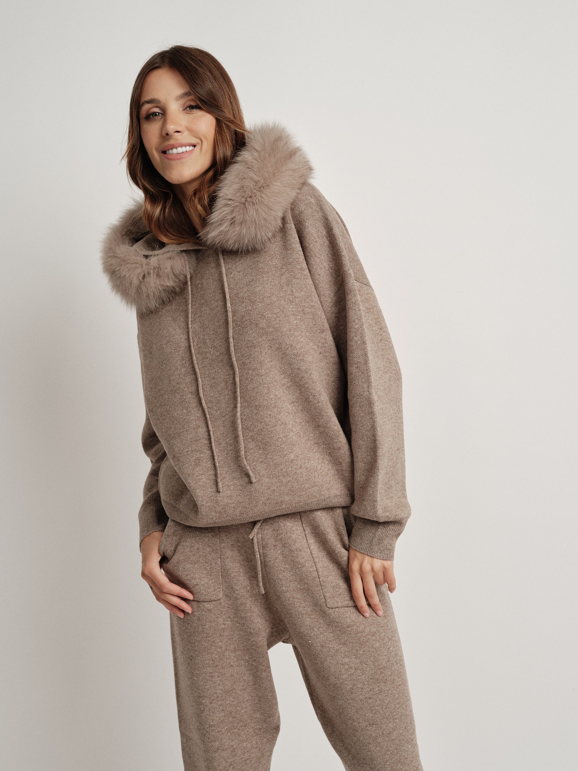 Beige wool blend tracksuit