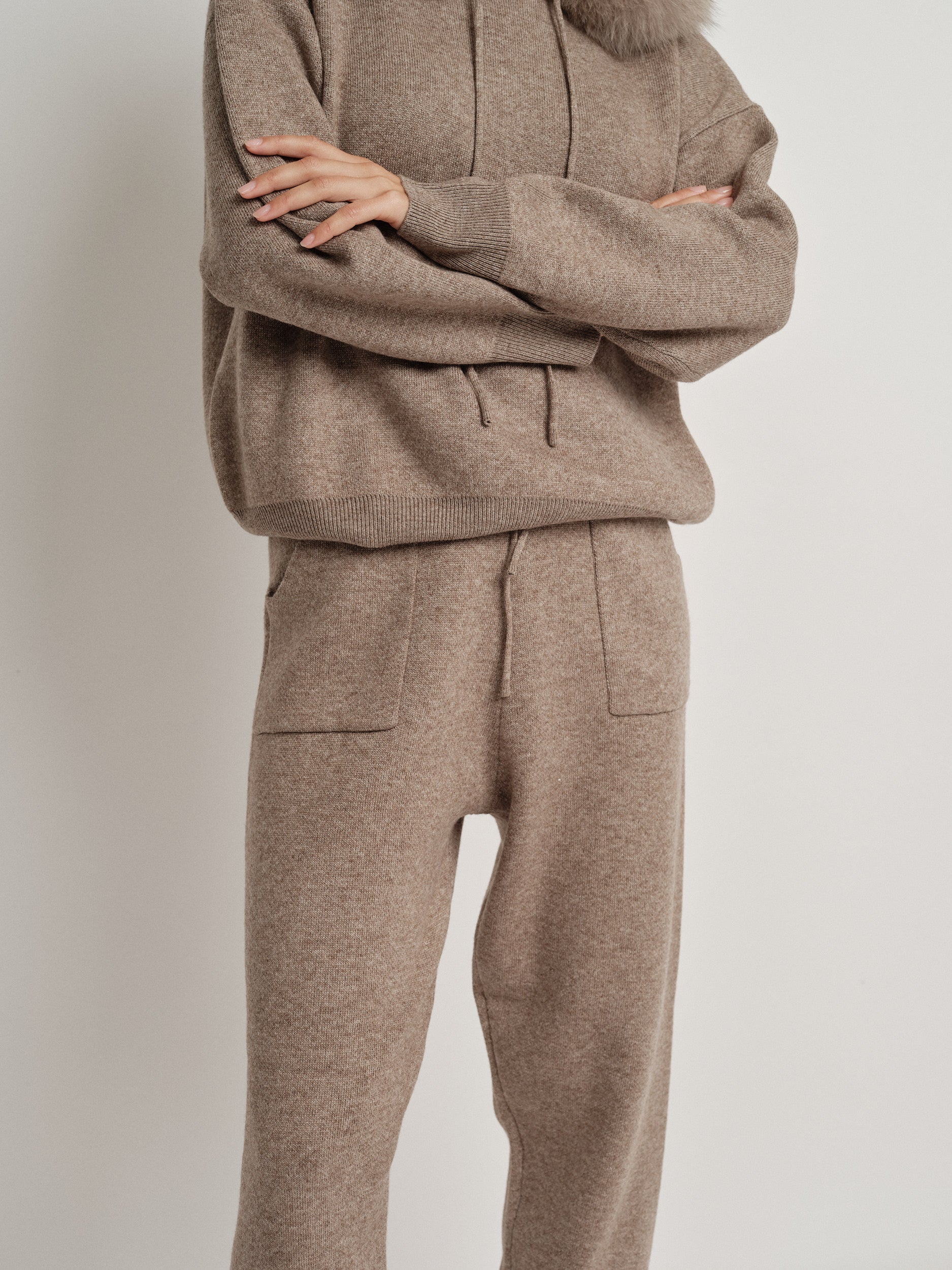 Beige wool blend tracksuit