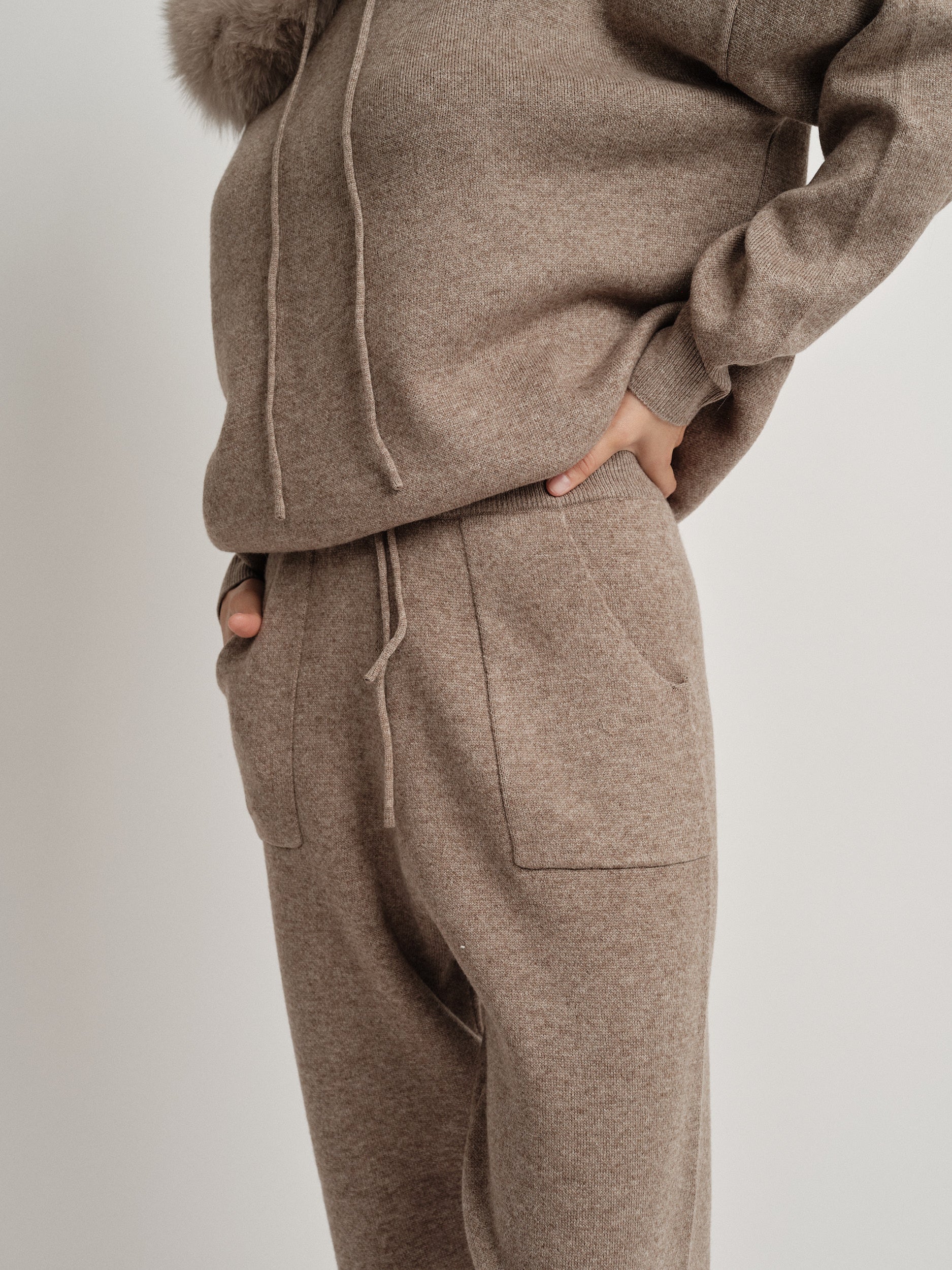 Beige wool blend tracksuit