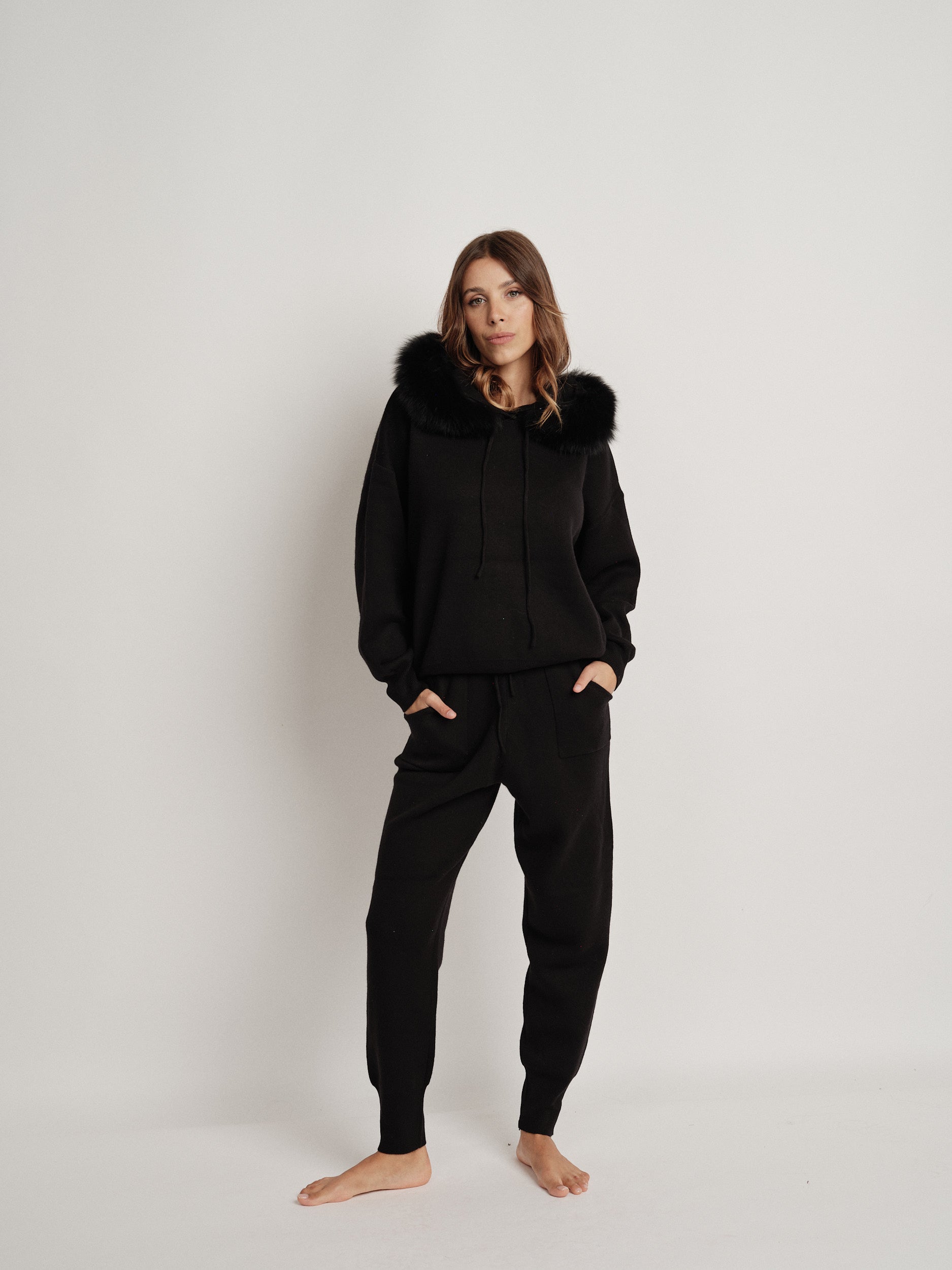 Black wool blend tracksuit