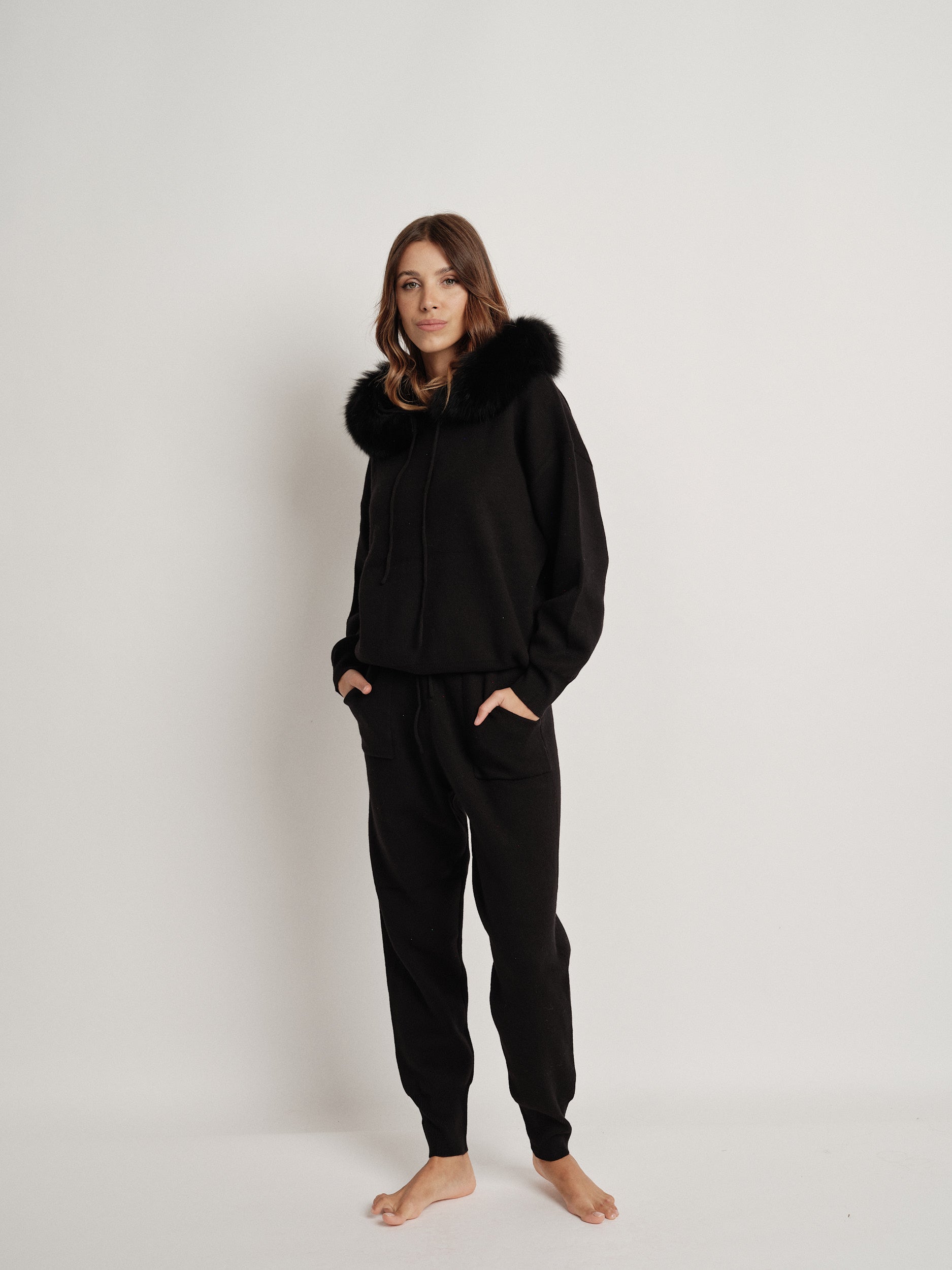 Black wool blend tracksuit