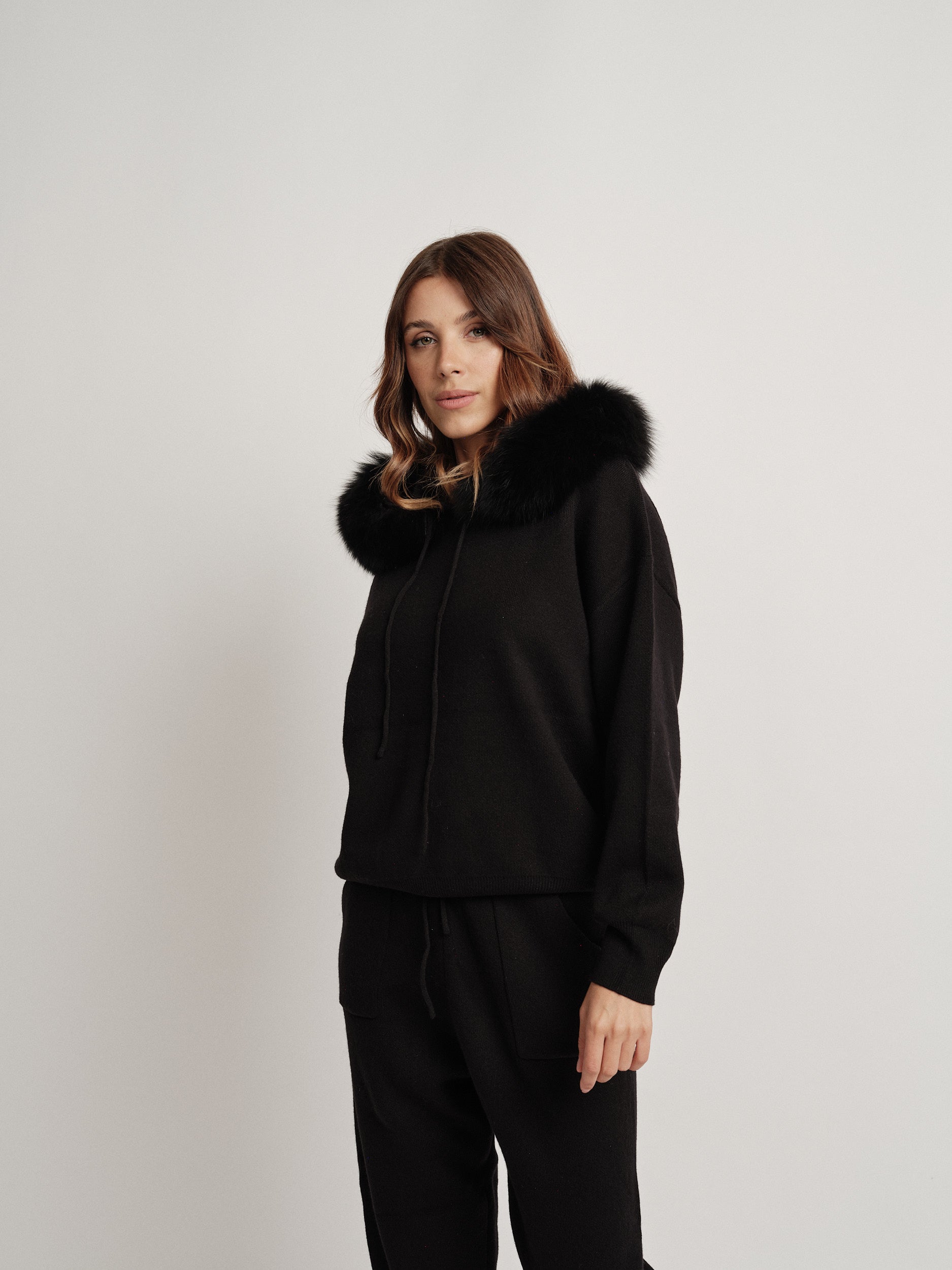 Black wool blend tracksuit