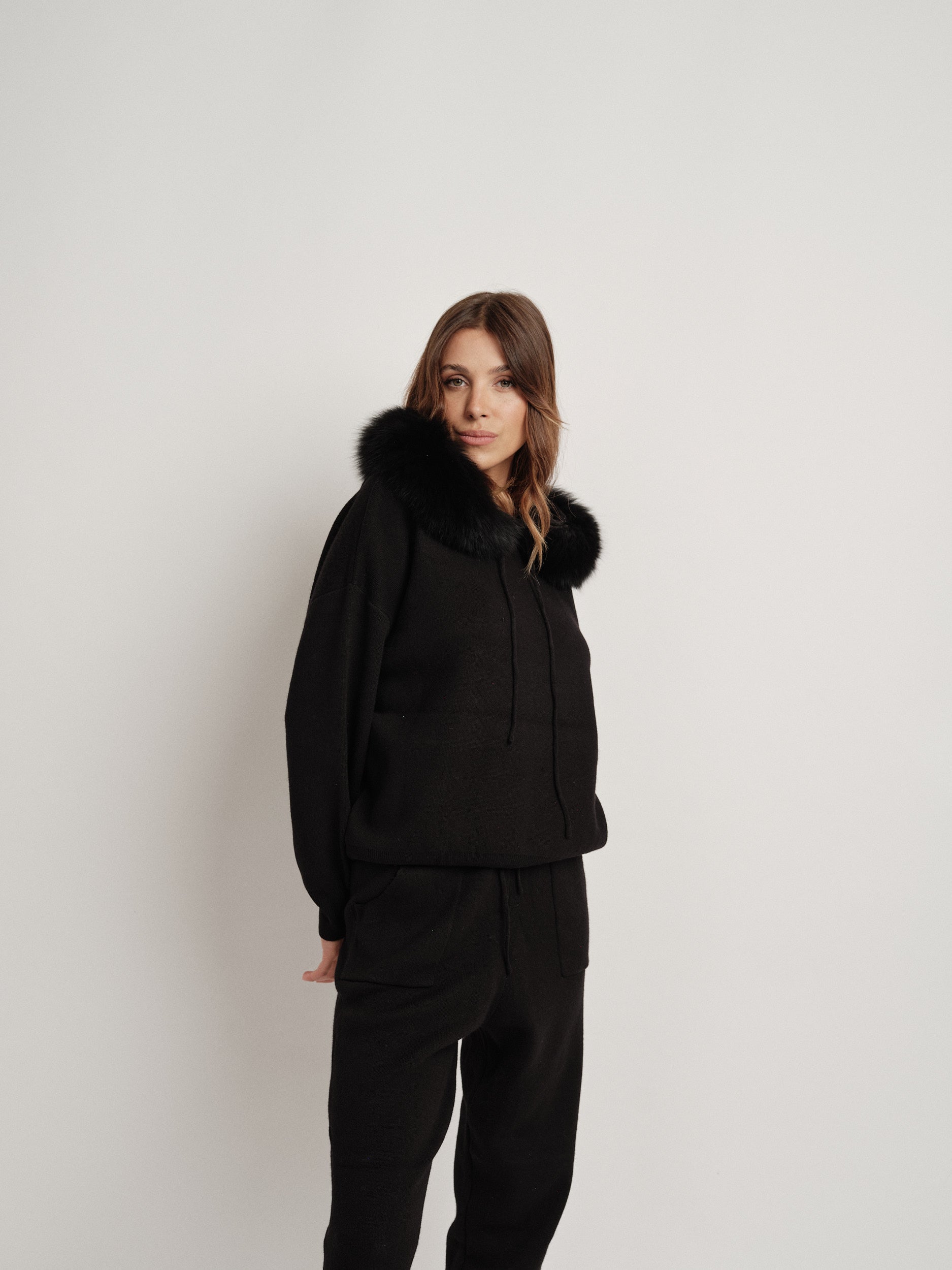 Black wool blend tracksuit