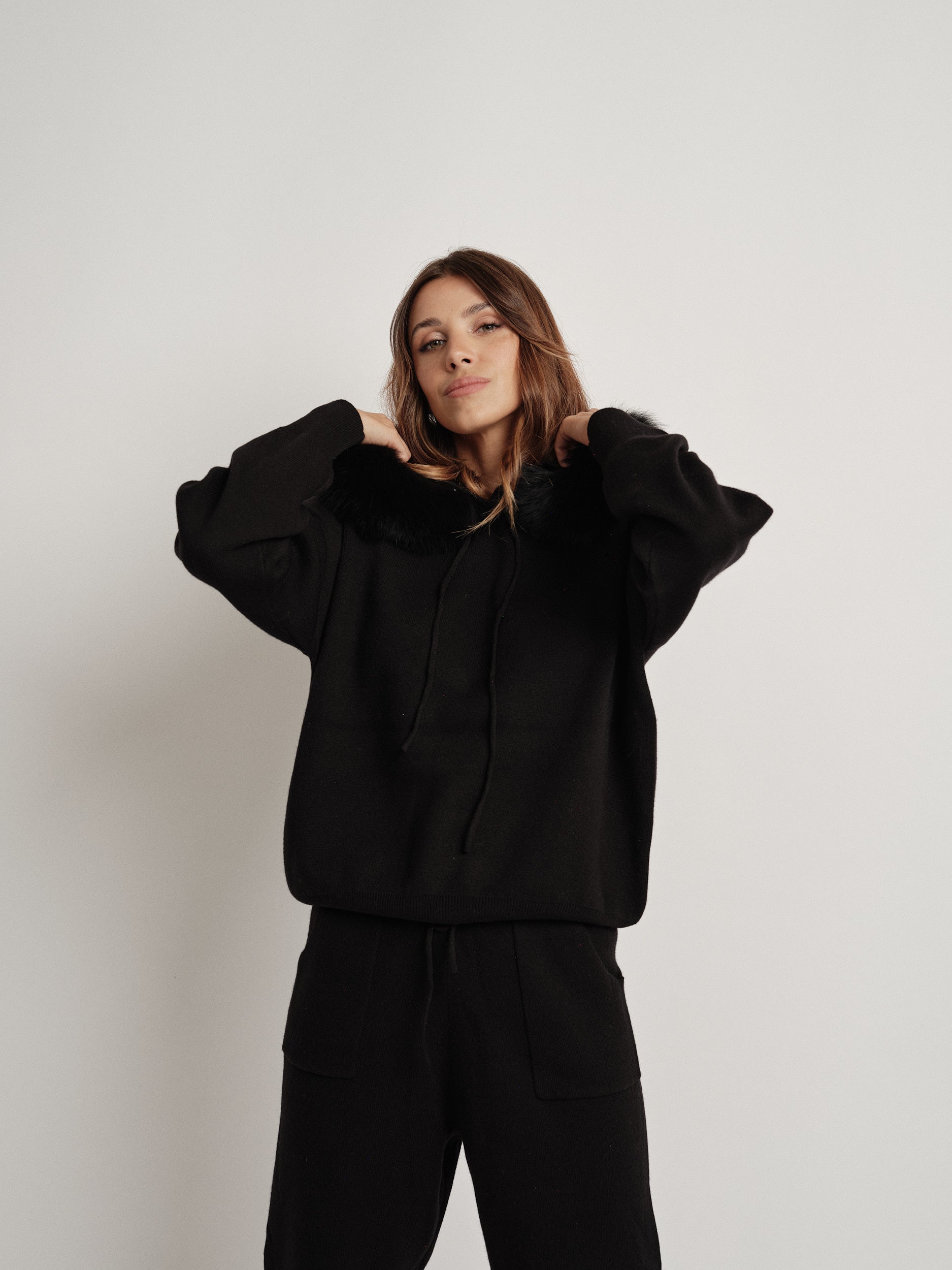 Black wool blend tracksuit