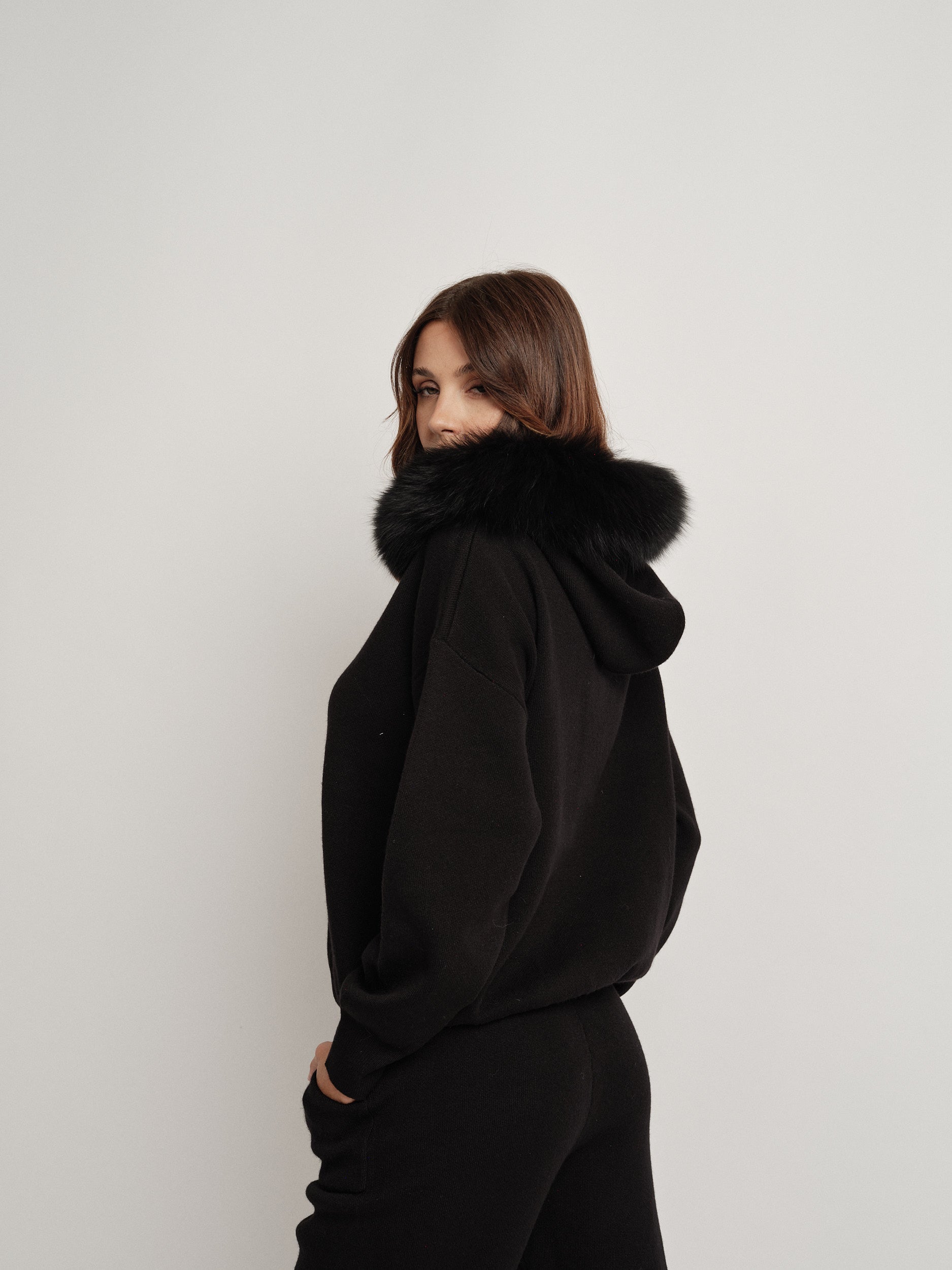 Black wool blend tracksuit