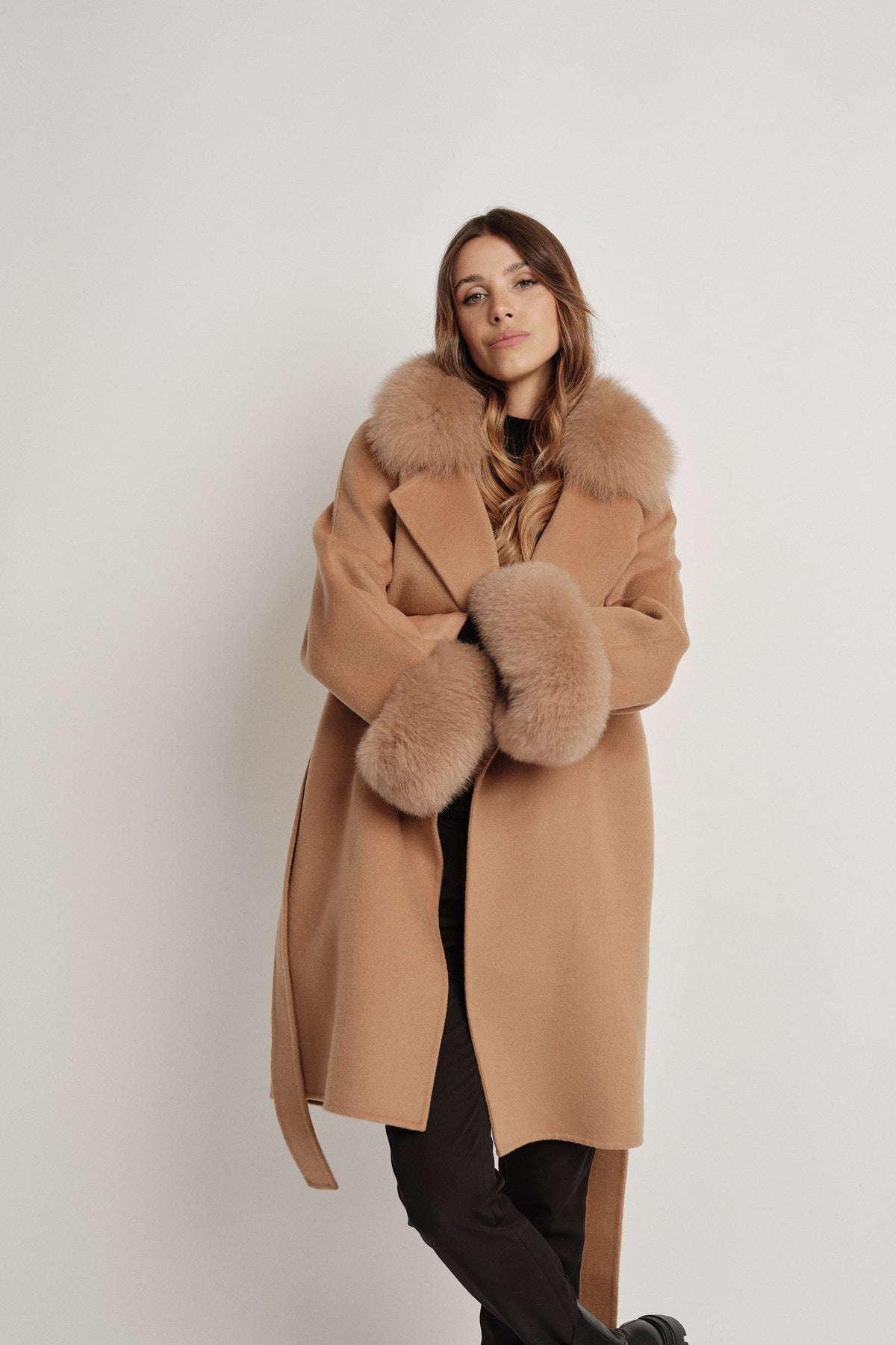 Gabrielle Cammello - cappotto da donna in lana e cachemire cammello, dettaglio 9 | GIUMA Venezia