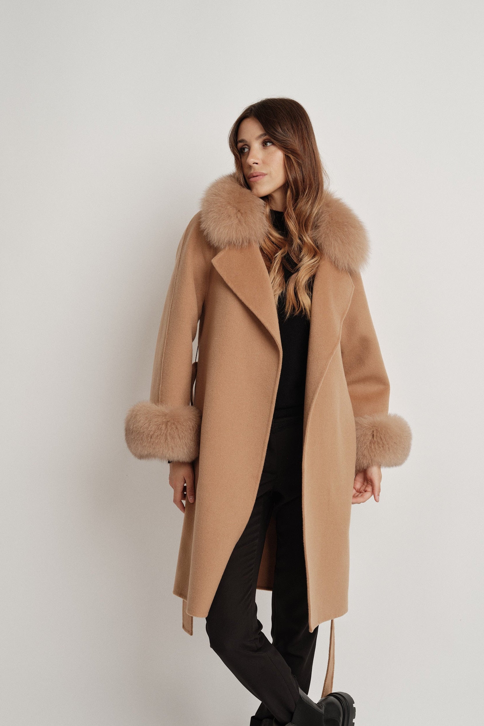 Gabrielle Cammello - cappotto da donna in lana e cachemire cammello, vista principale | GIUMA Venezia