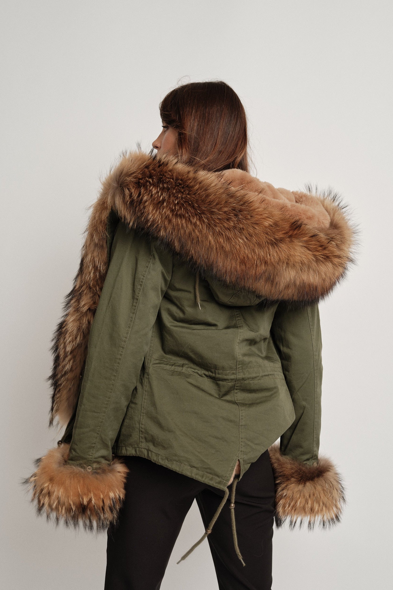 Parka Oslo Interno Ecopelliccia - parka da donna in cotone con dettaglio in pelliccia verde, dettaglio 16 | GIUMA Venezia