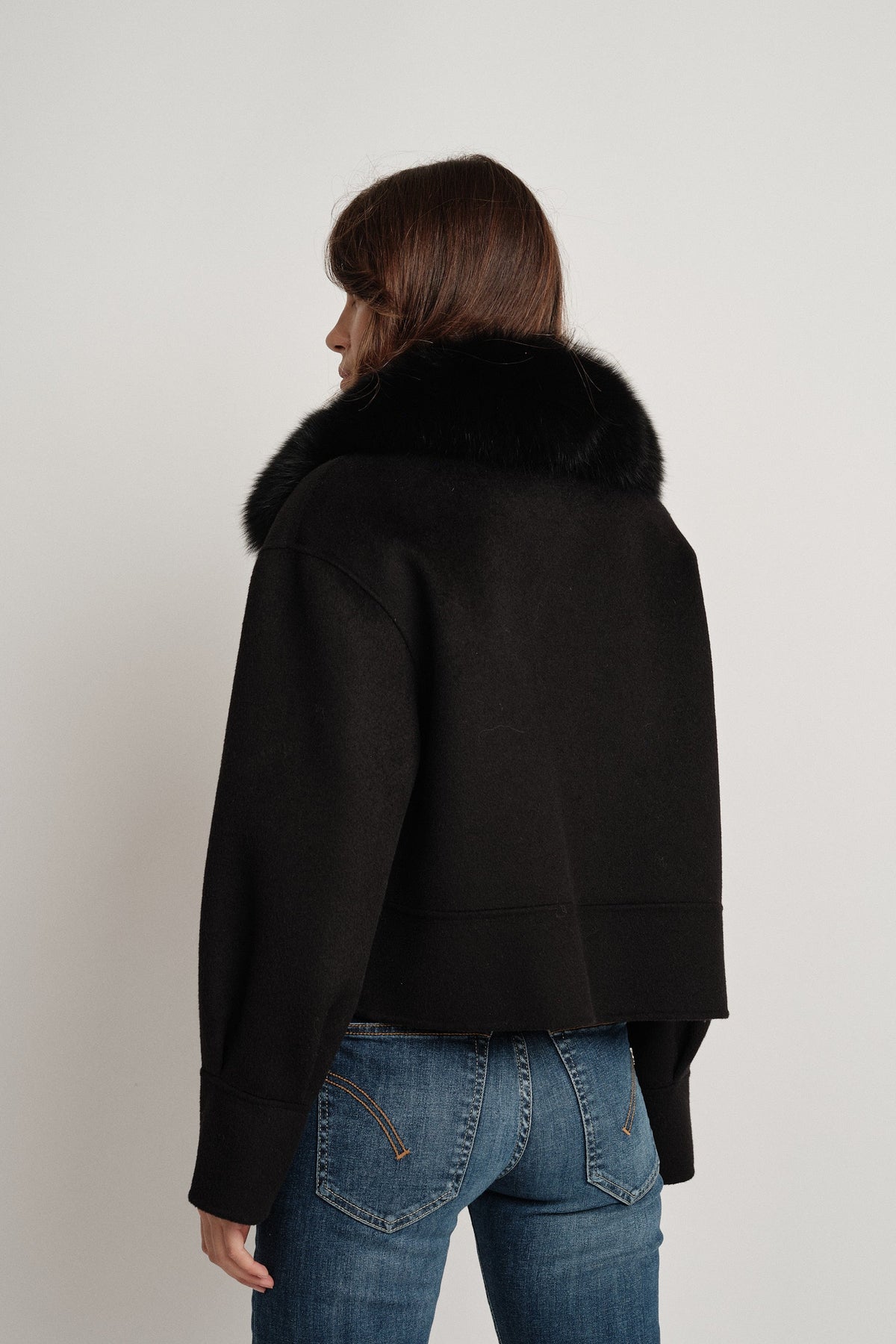 Lola Black - cappotto da donna in lana e cachemire nero, dettaglio 6 | GIUMA Venezia