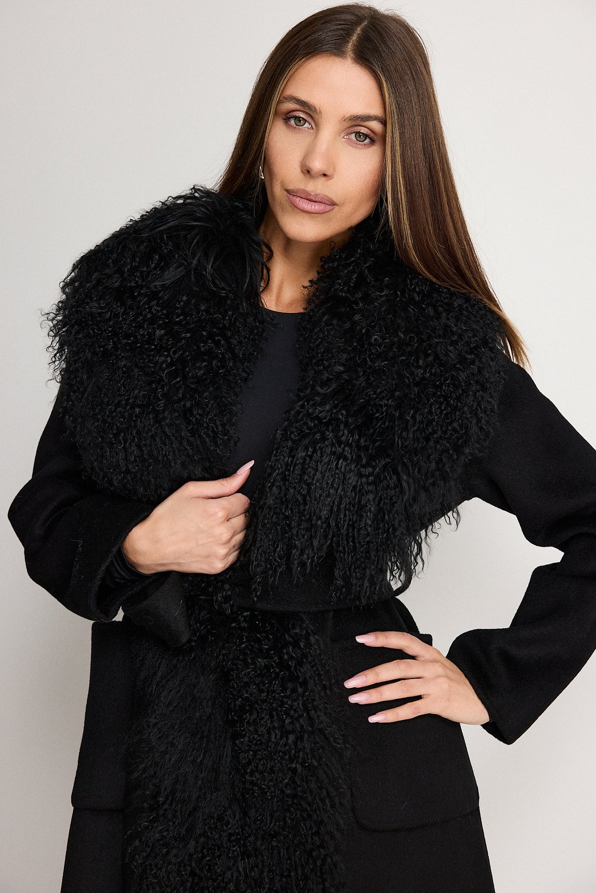 Yvette Nero - cappotto da donna in lana e cachemire nero, dettaglio 8 | GIUMA Venezia