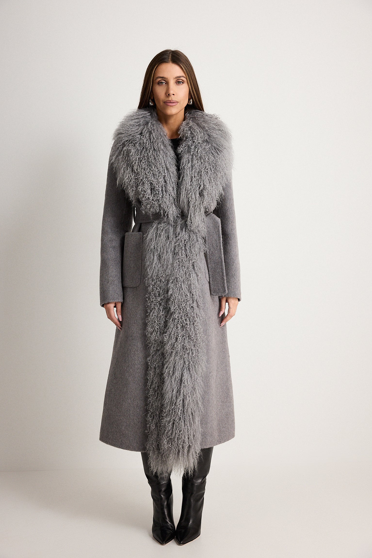 Yvette Grigio - cappotto da donna in lana e cachemire grigio, dettaglio 3 | GIUMA Venezia