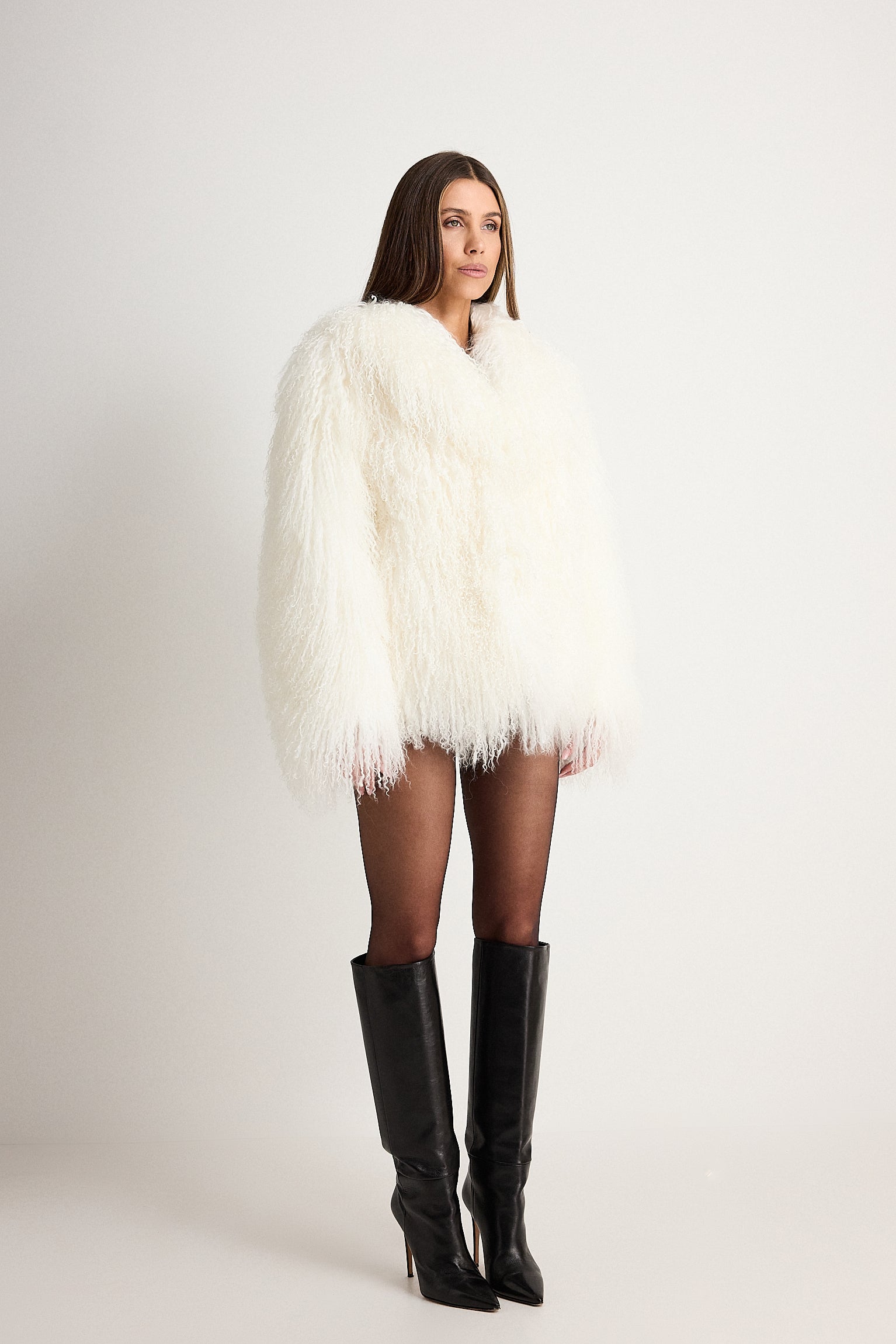 Elsa Long Bianco - pelliccia da donna in Mongolian bianco, dettaglio 4 | GIUMA Venezia