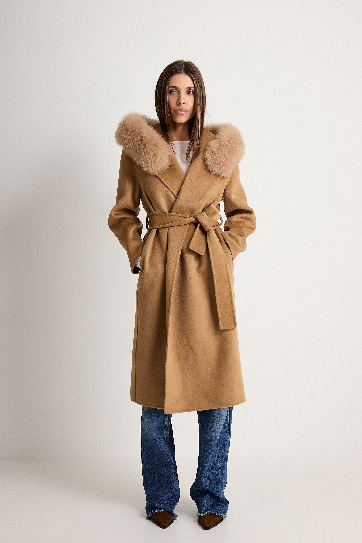 Agatha Long Cammello - cappotto da donna in lana e cachemire cammello, dettaglio 6 | GIUMA Venezia