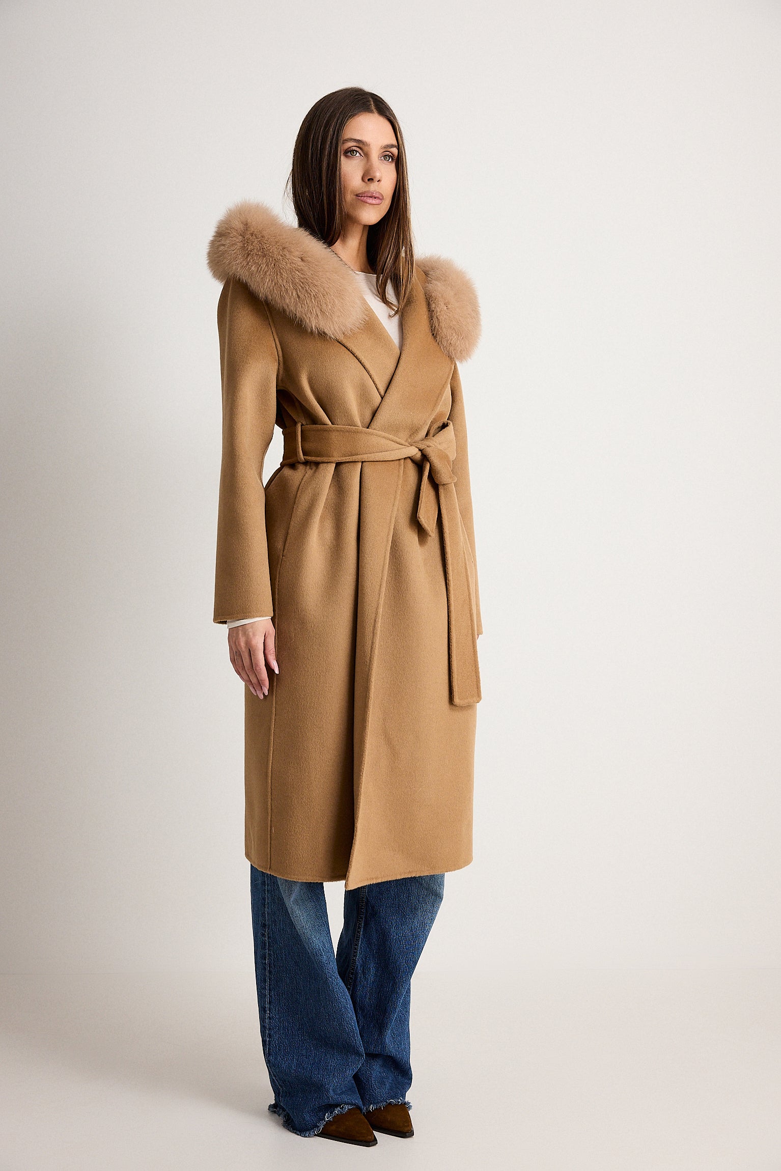 Agatha Long Cammello - cappotto da donna in lana e cachemire cammello, dettaglio 2 | GIUMA Venezia