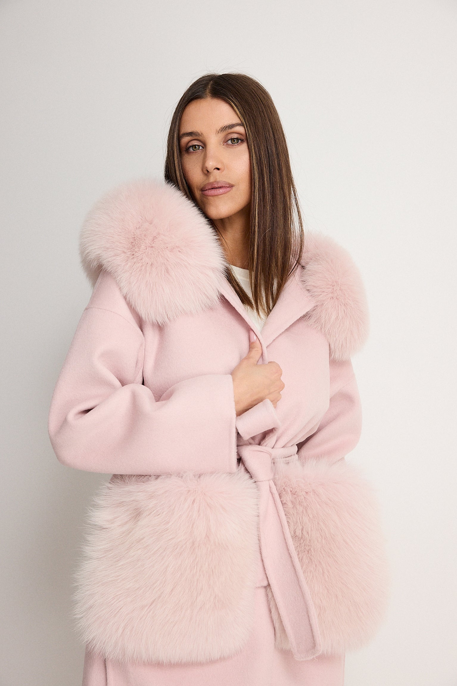 Penelope Rosa - cappotto da donna in lana e cachemire rosa, dettaglio 3 | GIUMA Venezia