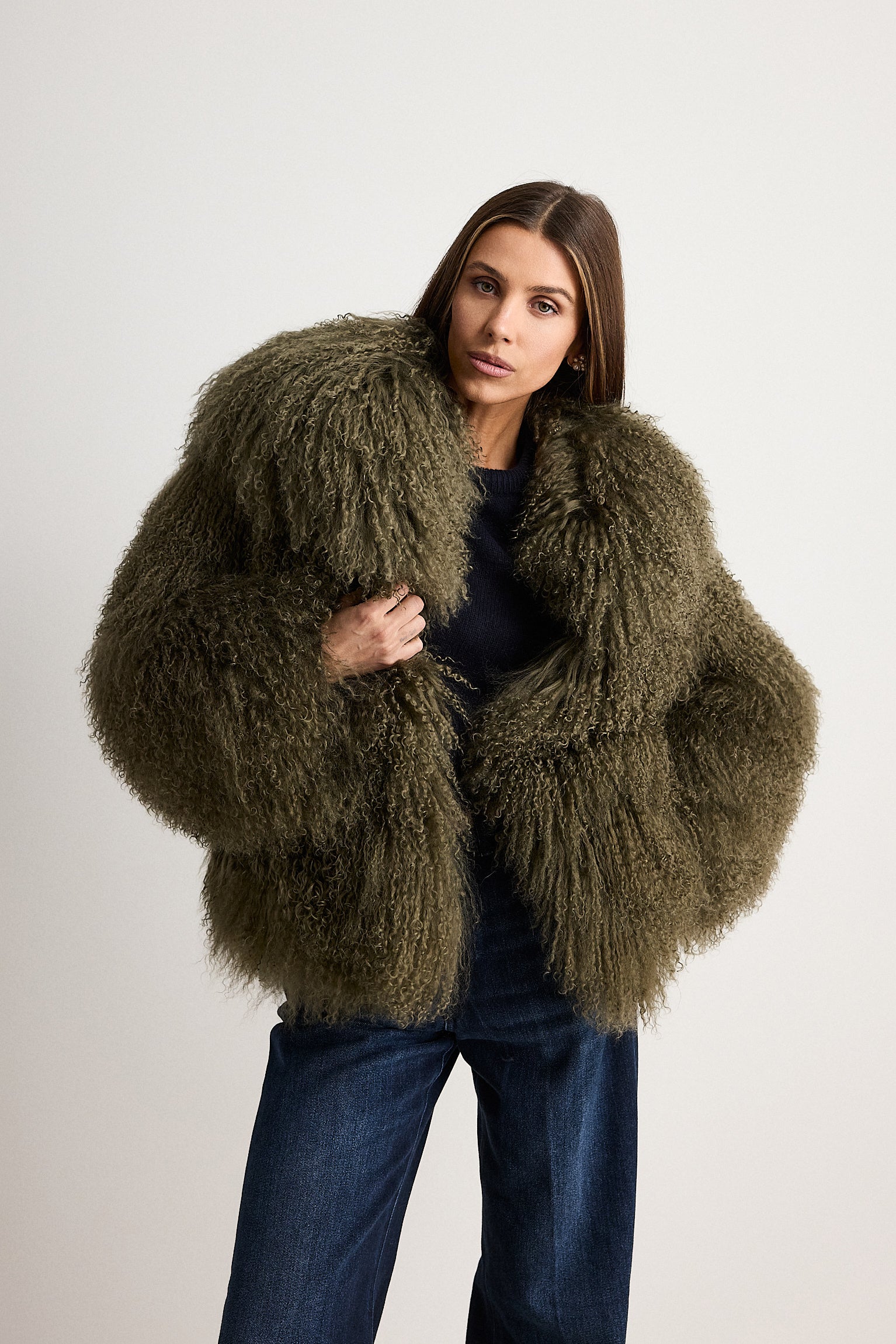 Elsa Long Green - pelliccia da donna in Mongolian verde, vista principale | GIUMA Venezia