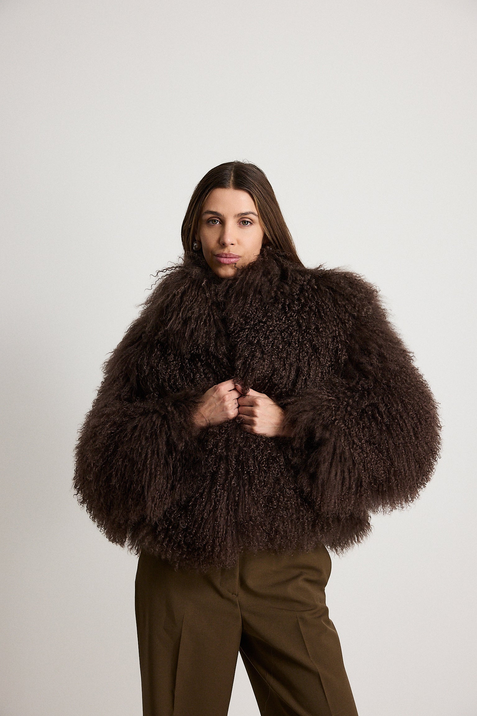 Esme Marrone - pelliccia da donna in Mongolian marrone, dettaglio 6 | GIUMA Venezia