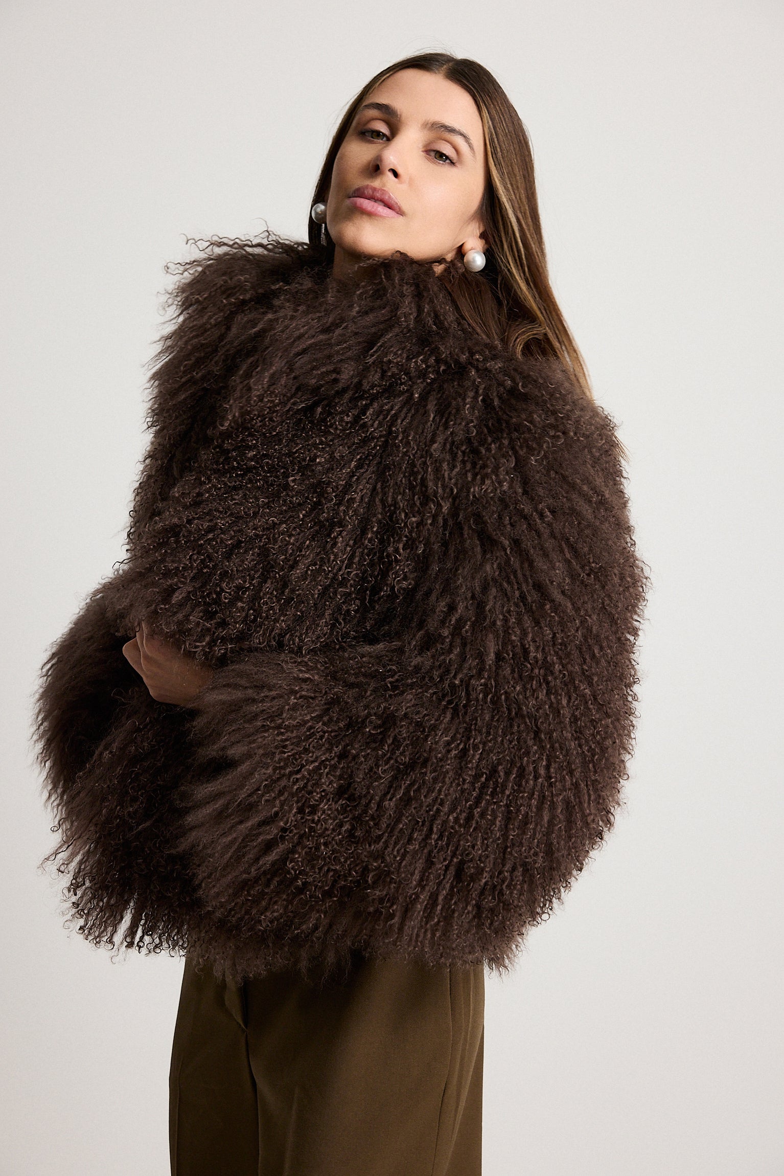Esme Marrone - pelliccia da donna in Mongolian marrone, dettaglio 8 | GIUMA Venezia