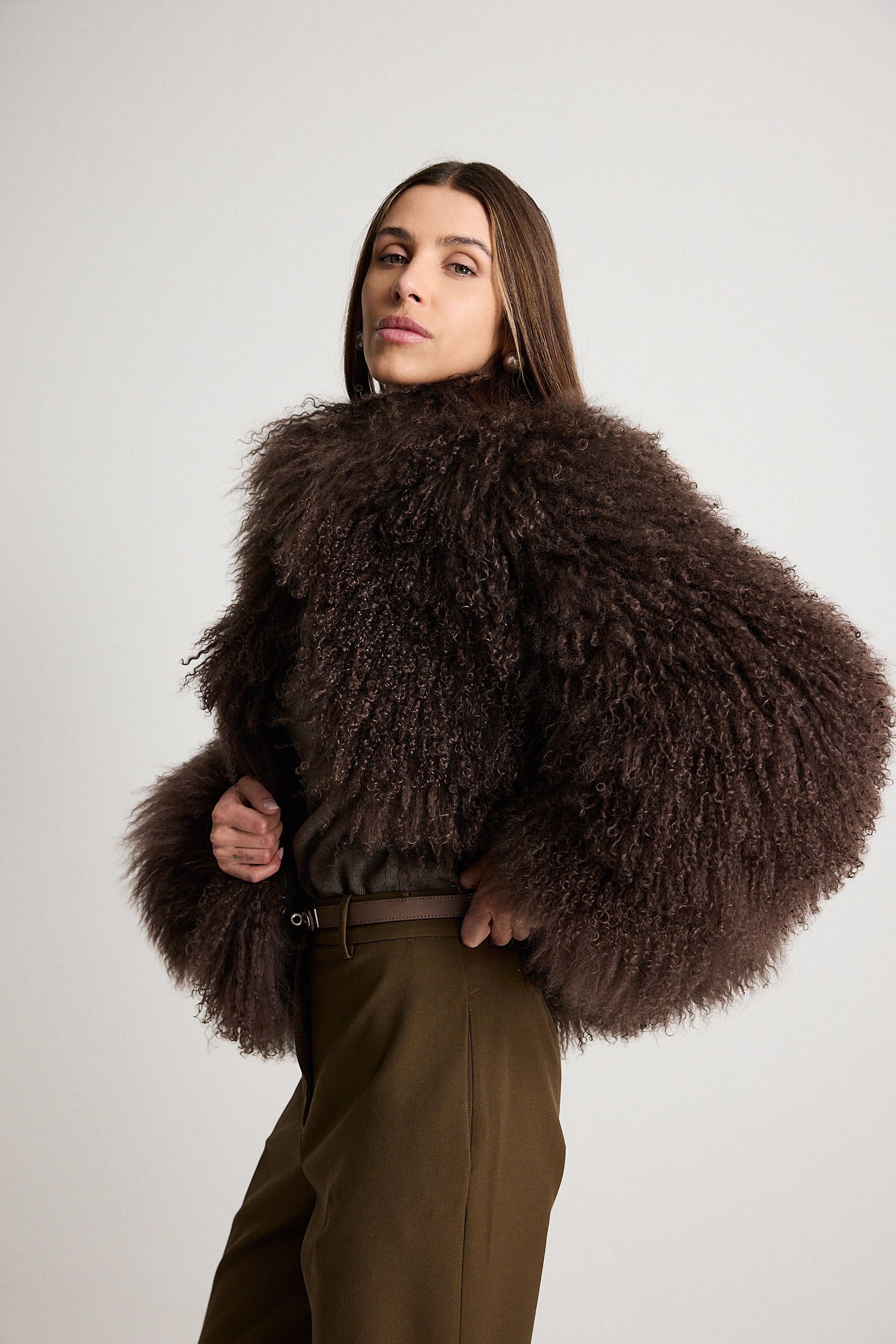 Esme Marrone - pelliccia da donna in Mongolian marrone, dettaglio 9 | GIUMA Venezia