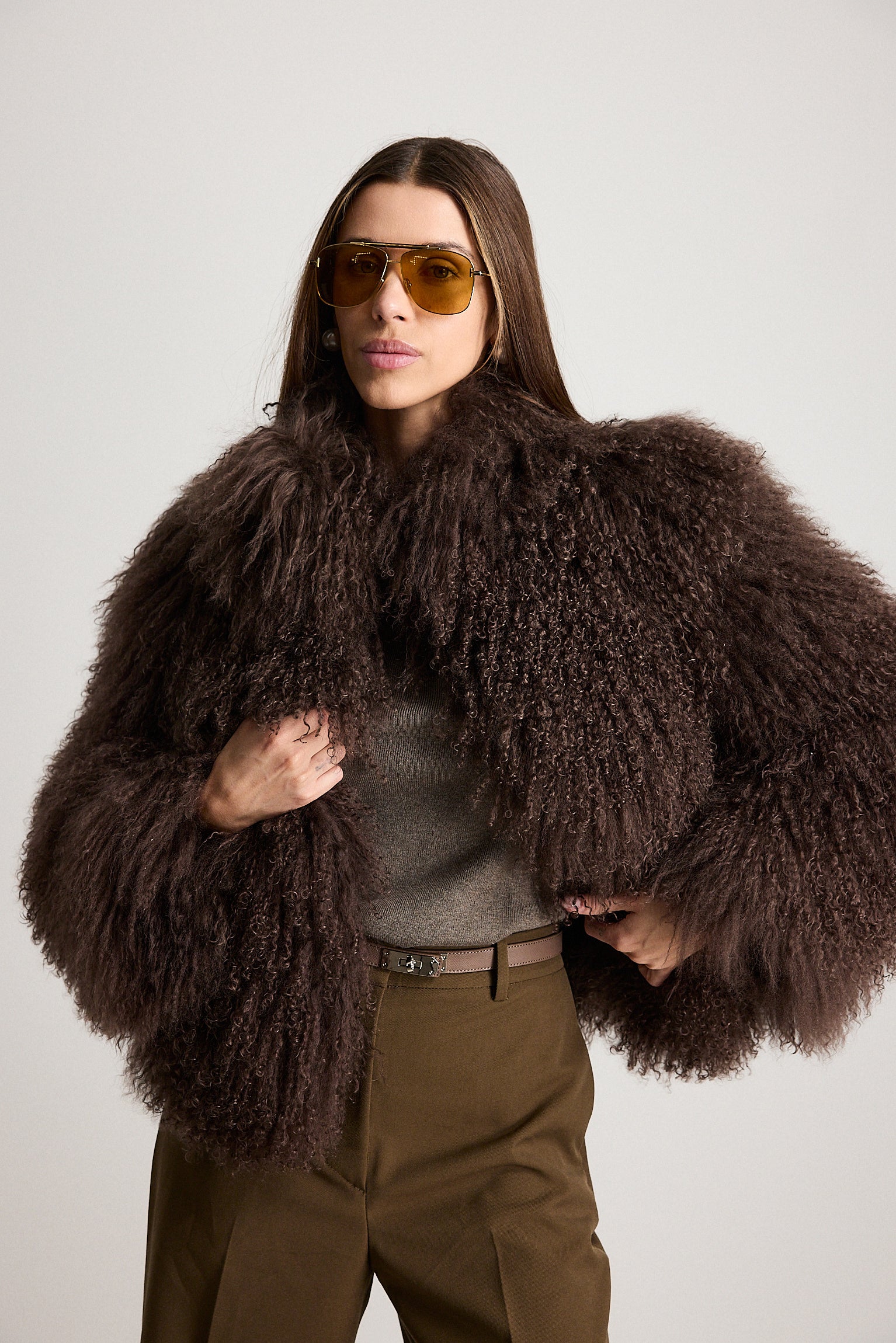 Esme Marrone - pelliccia da donna in Mongolian marrone, vista principale | GIUMA Venezia