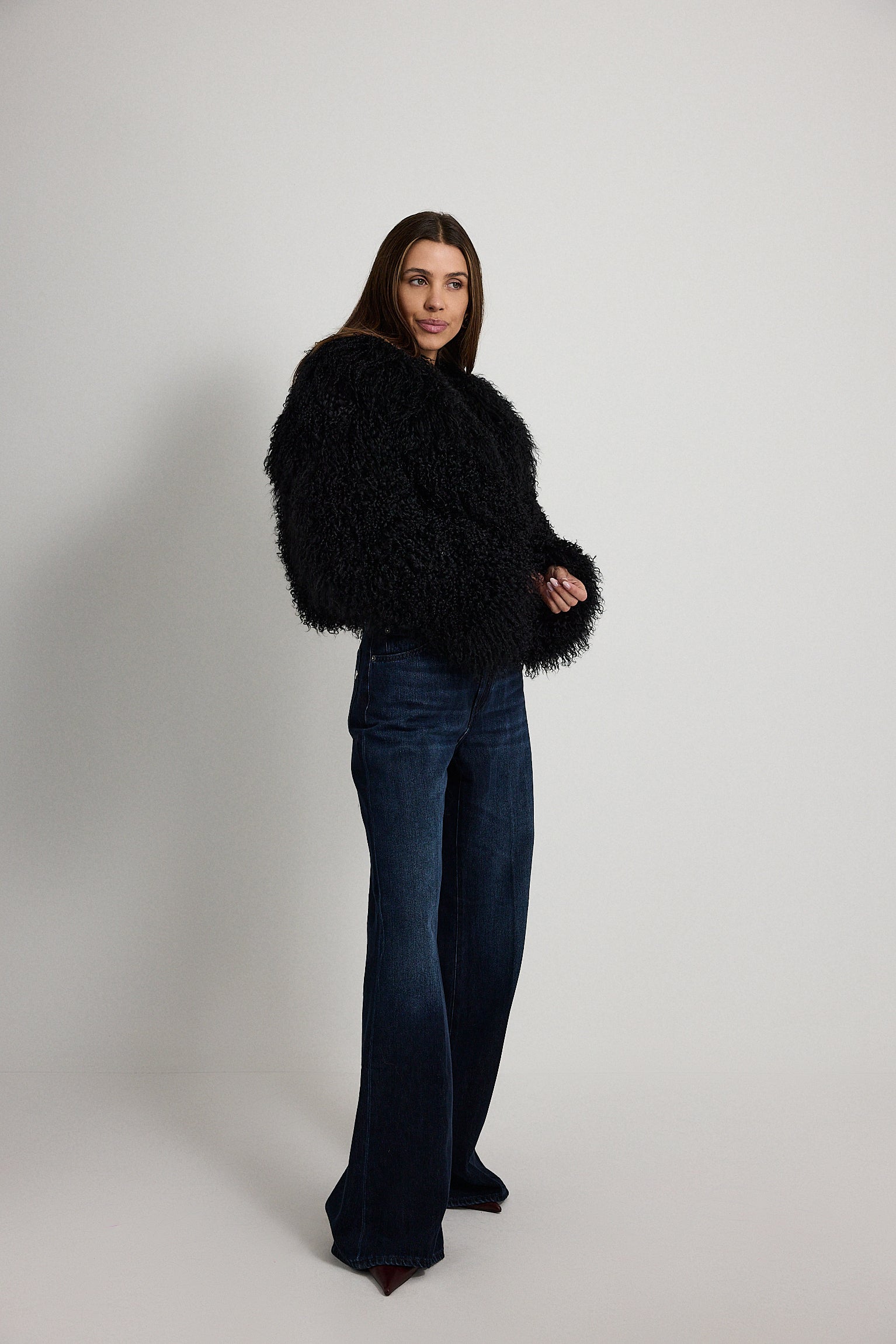 Adele Nero - pelliccia da donna in Mongolian nero, dettaglio 3 | GIUMA Venezia