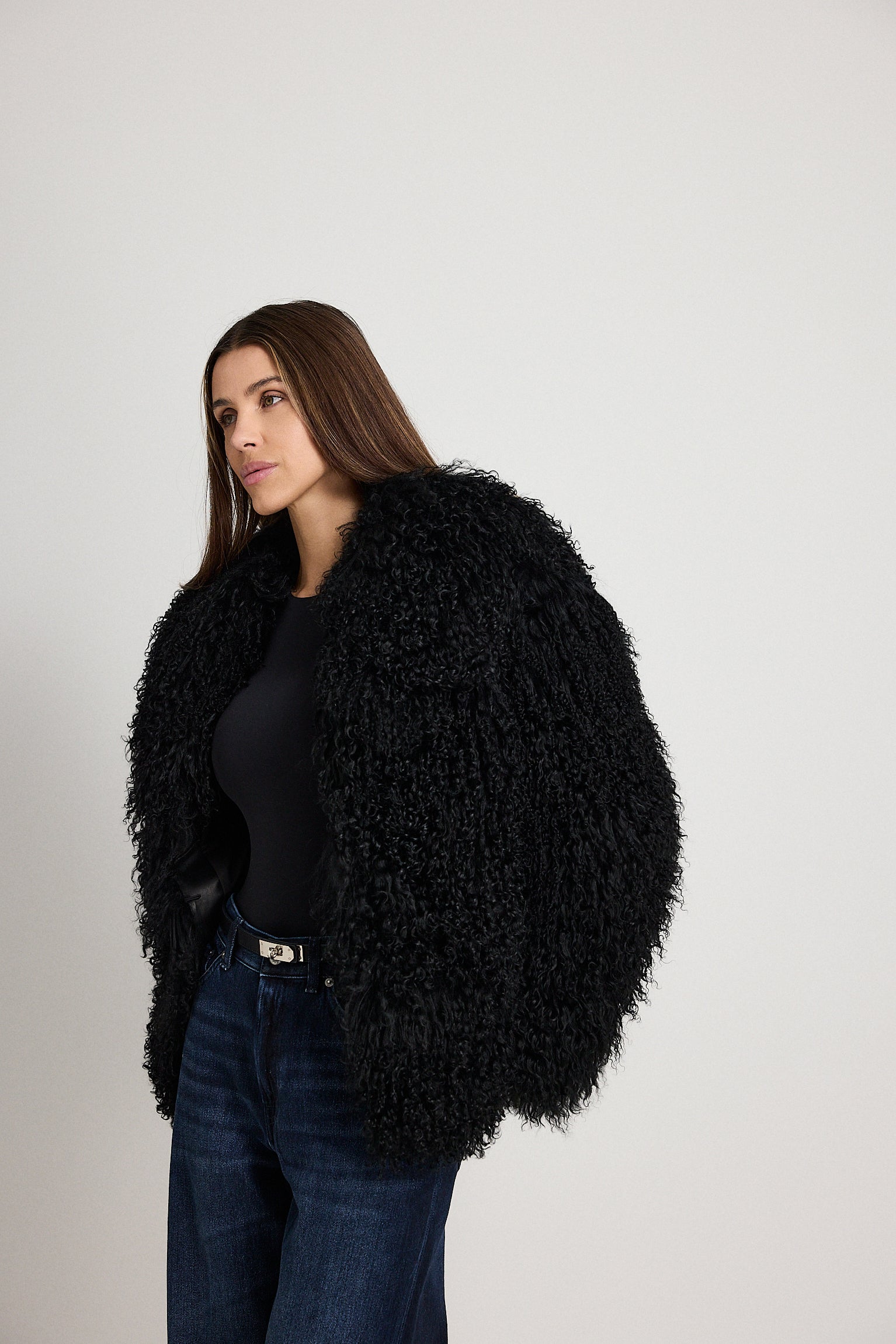 Esme Nero - pelliccia da donna in Mongolian nero, dettaglio 9 | GIUMA Venezia