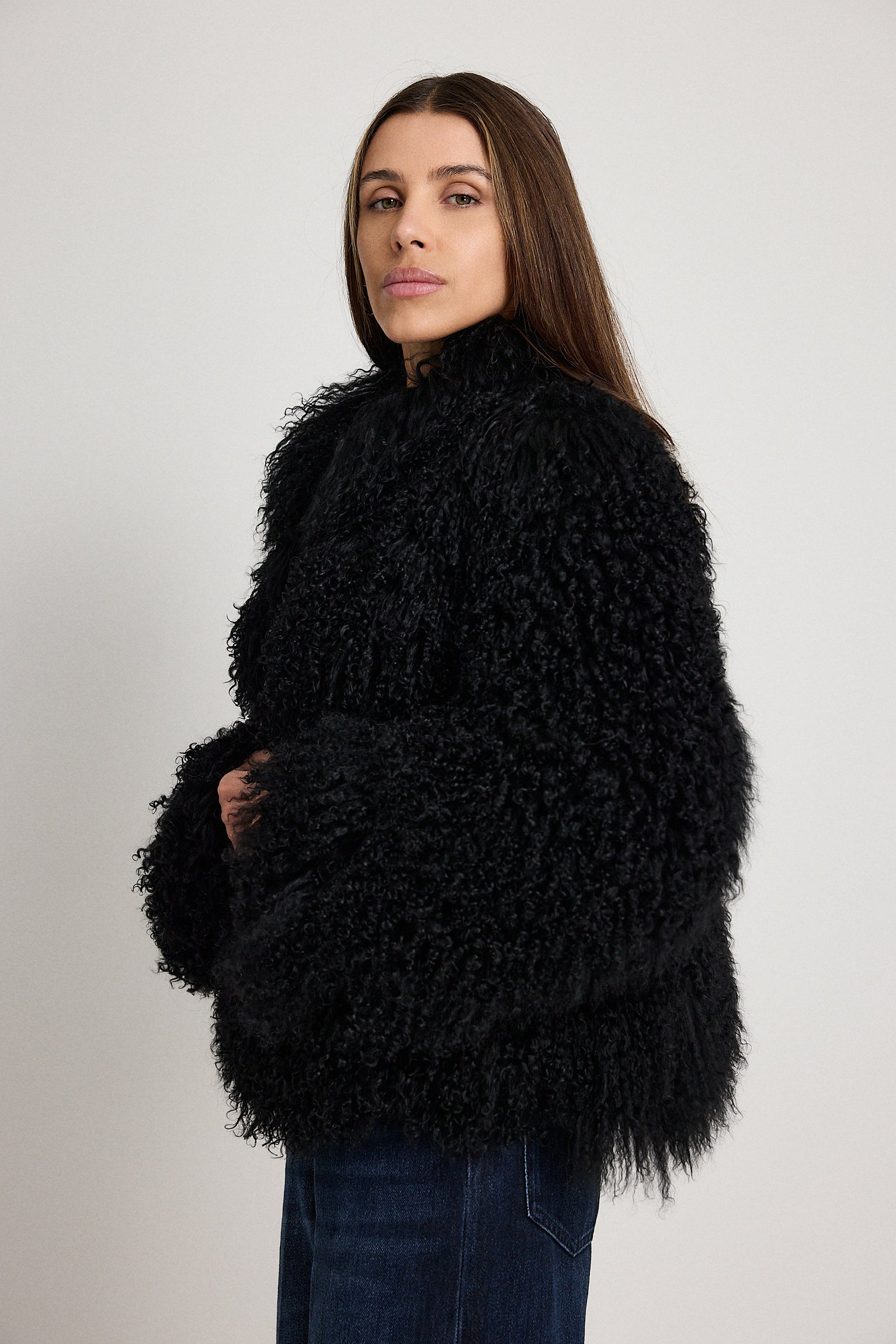 Esme Nero - pelliccia da donna in Mongolian nero, dettaglio 16 | GIUMA Venezia