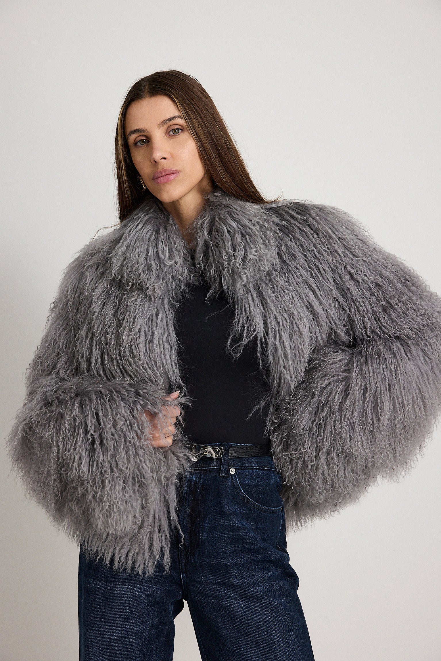 Esme Grigio - pelliccia da donna in Mongolian grigio, dettaglio 10 | GIUMA Venezia