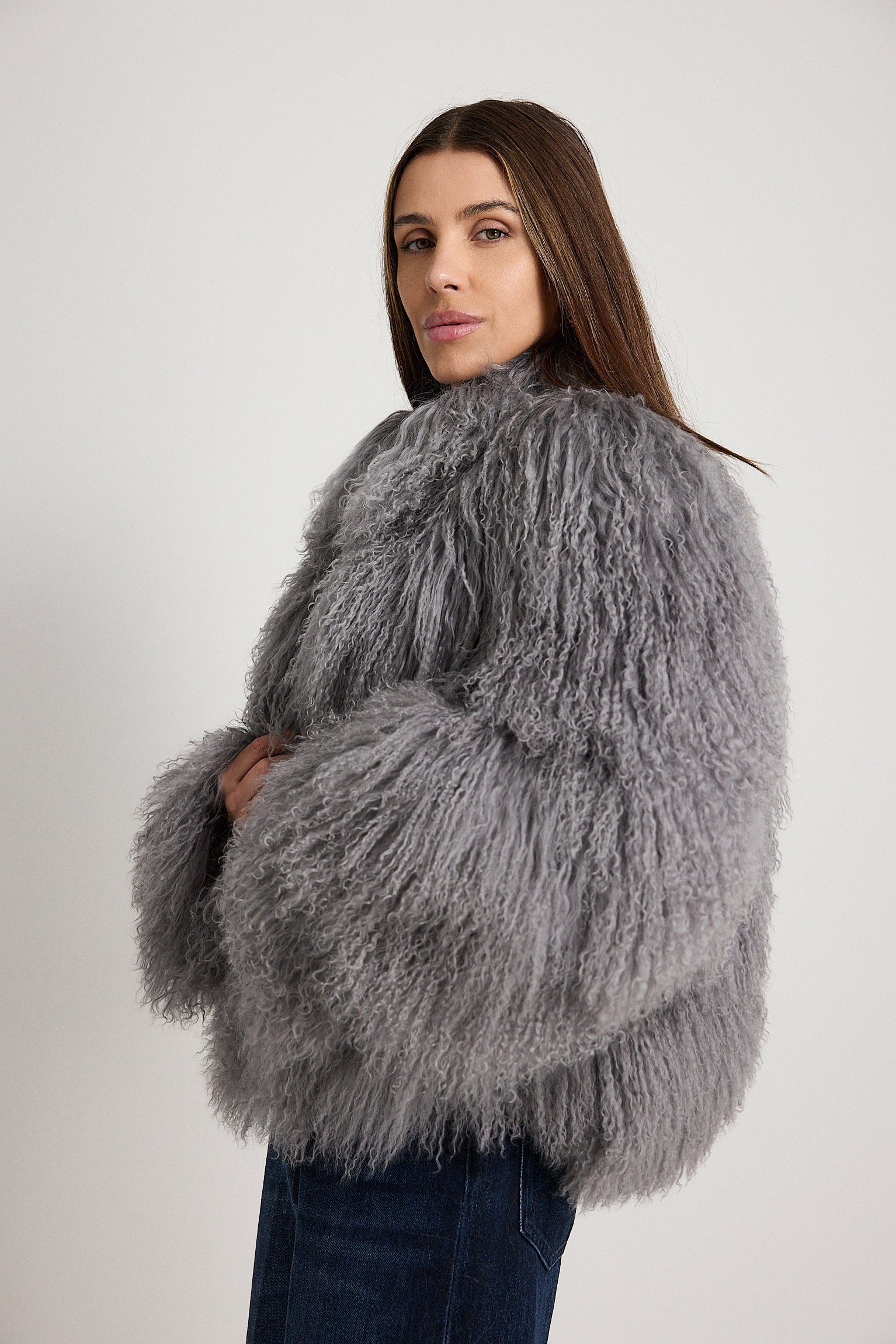 Esme Grigio - pelliccia da donna in Mongolian grigio, dettaglio 11 | GIUMA Venezia