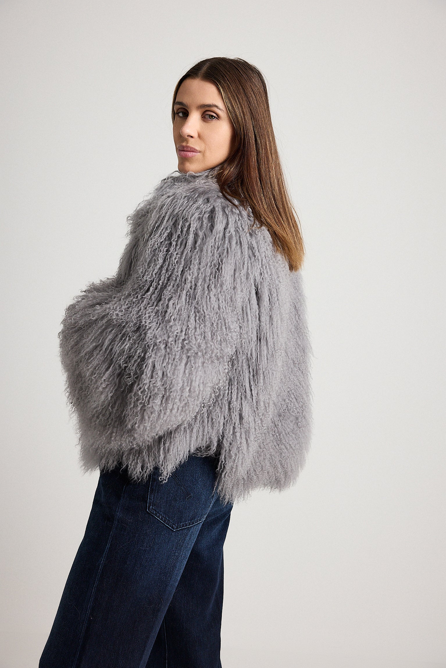Esme Grigio - pelliccia da donna in Mongolian grigio, dettaglio 2 | GIUMA Venezia