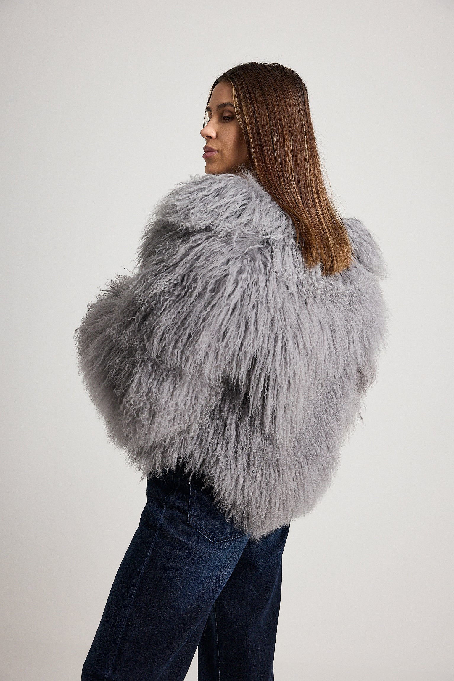 Esme Grigio - pelliccia da donna in Mongolian grigio, dettaglio 14 | GIUMA Venezia