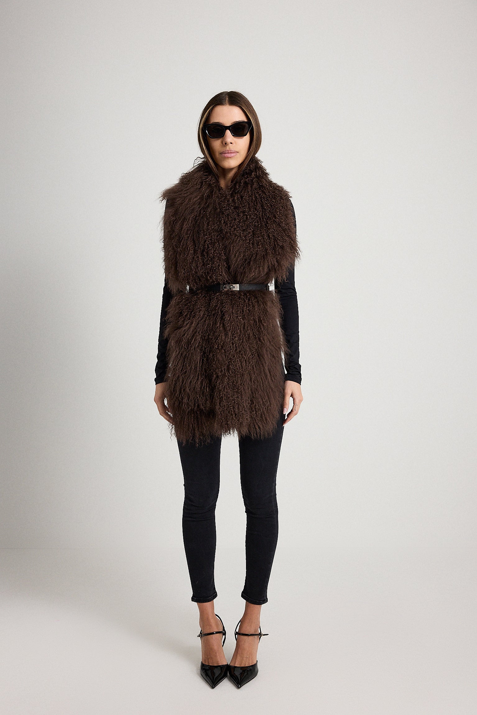 Sciarpa Marrone - sciarpa da donna in pelliccia Mongolia marrone, dettaglio 18 | GIUMA Venezia