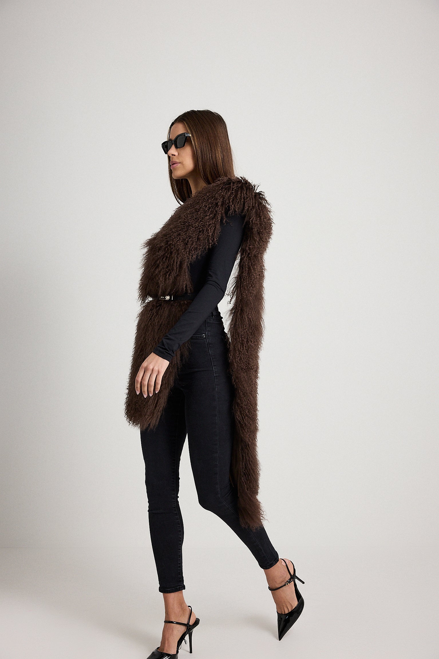 Sciarpa Marrone - sciarpa da donna in pelliccia Mongolia marrone, dettaglio 19 | GIUMA Venezia