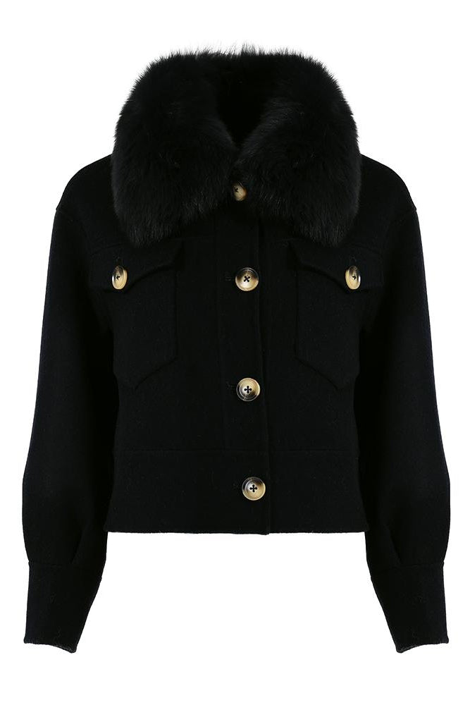 Lola Black - cappotto da donna in lana e cachemire nero, dettaglio 10 | GIUMA Venezia