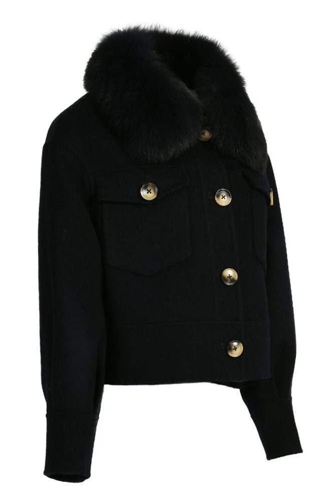 Lola Black - cappotto da donna in lana e cachemire nero, dettaglio 11 | GIUMA Venezia